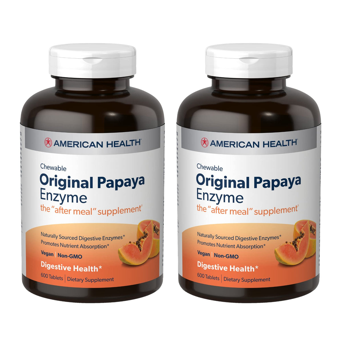 American Health Enzymes Mâchables Original Papaye: boîte d'emballage prête à l'emploi après repas.