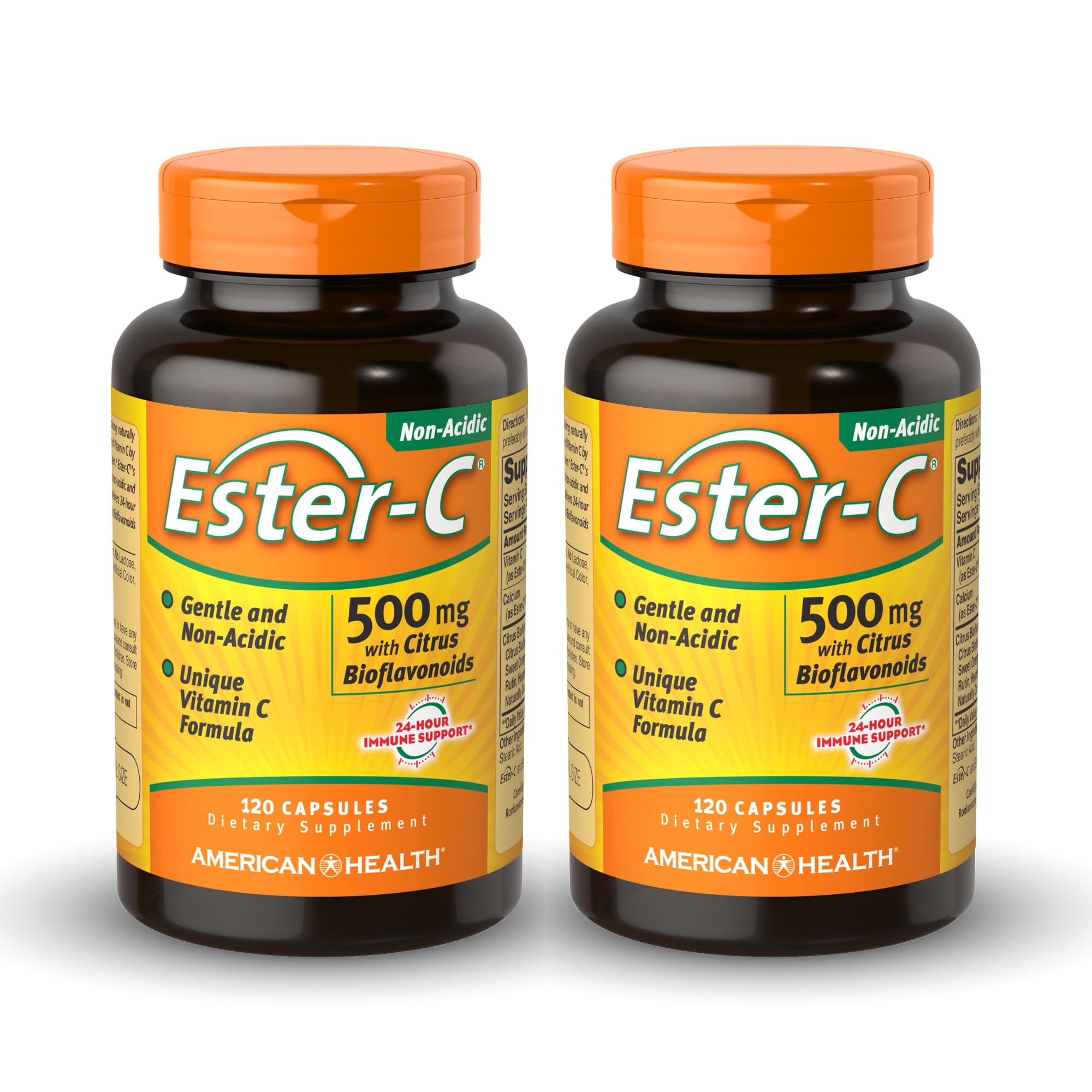 American Health Ester-C 500 mg – bouteille avec bioflavonoïdes, soutien immunitaire quotidien.