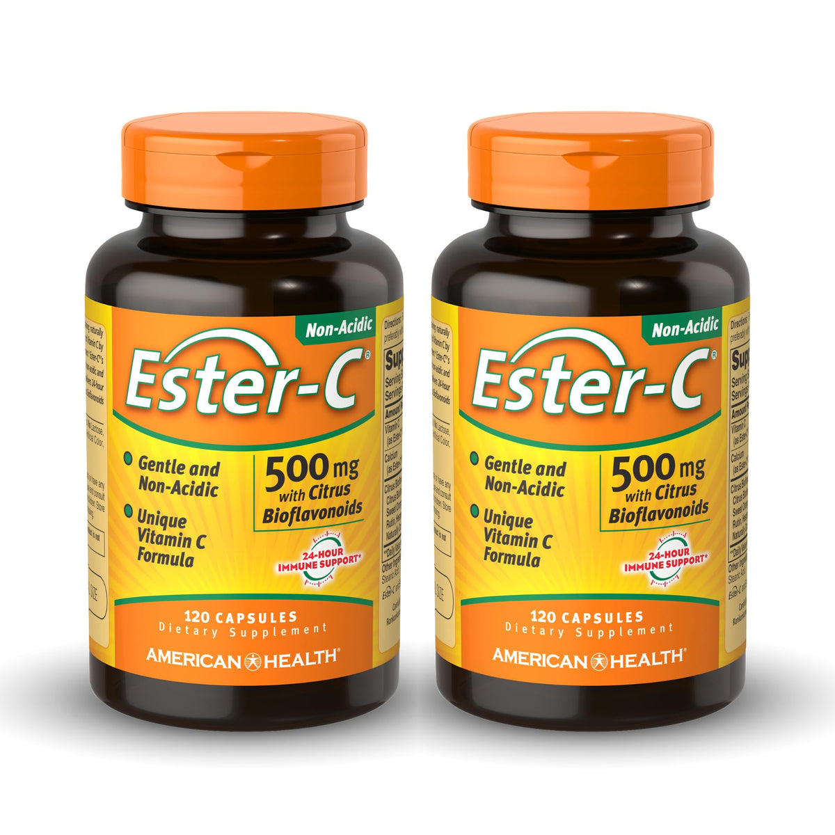 American Health Ester-C 500 mg – bouteille avec bioflavonoïdes, soutien immunitaire quotidien.