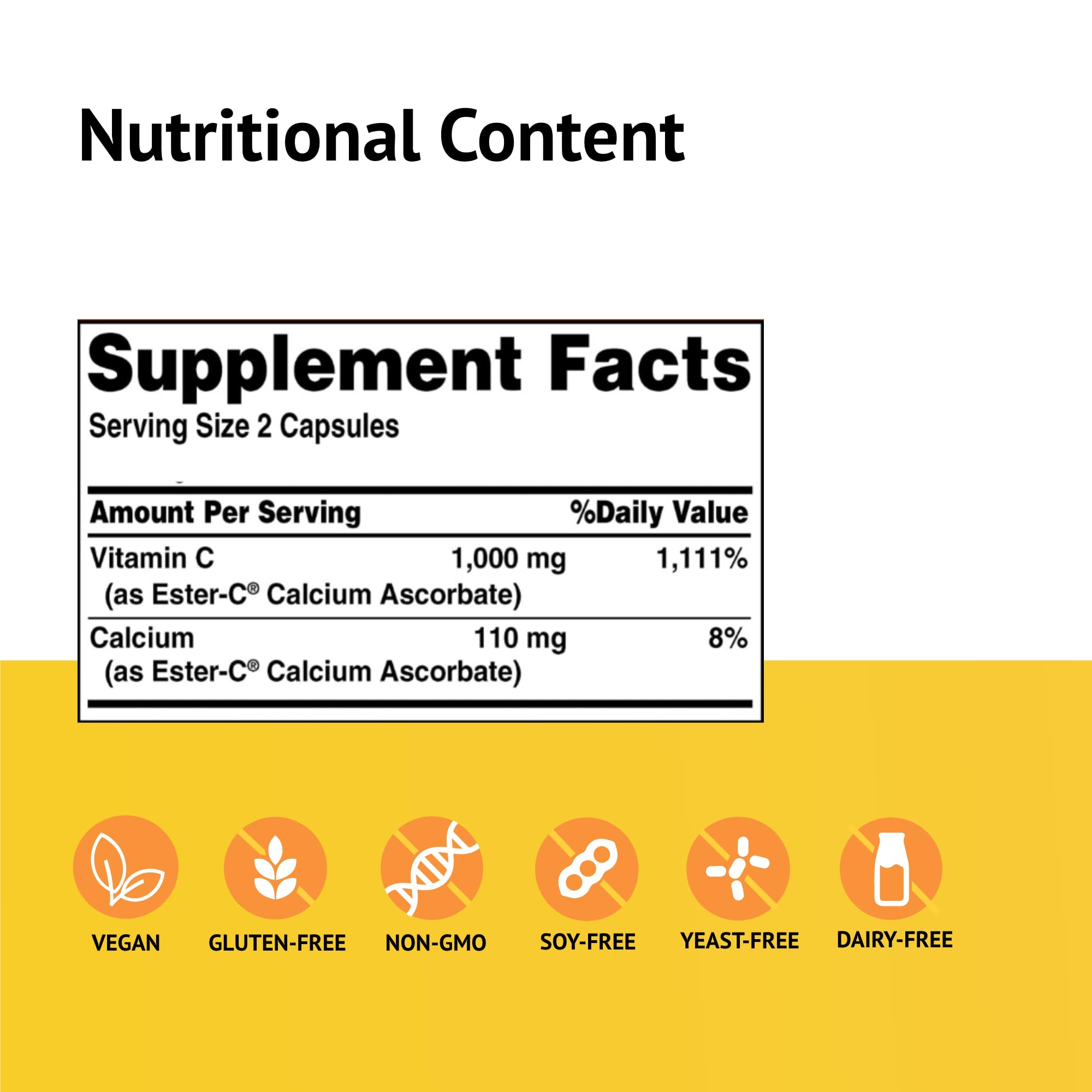 Capsules Ester-C 500 mg, faciles à avaler et pratiques.