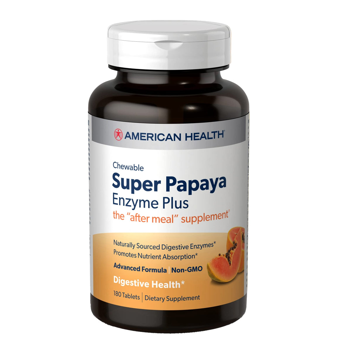 American Health Super Papaye Enzyme Plus — bouteille digestif après repas, soutien digestif
