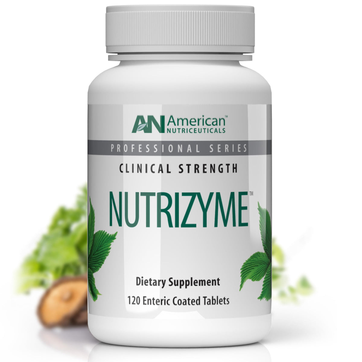 American Nutriceuticals Nutrizyme, boîte 120 comprimés, usage pratique et soutien immunitaire potentiel.