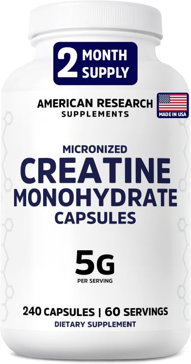 American Research Supplements Créatine Monohydrate – boîte de 240 gélules prête à l’emploi