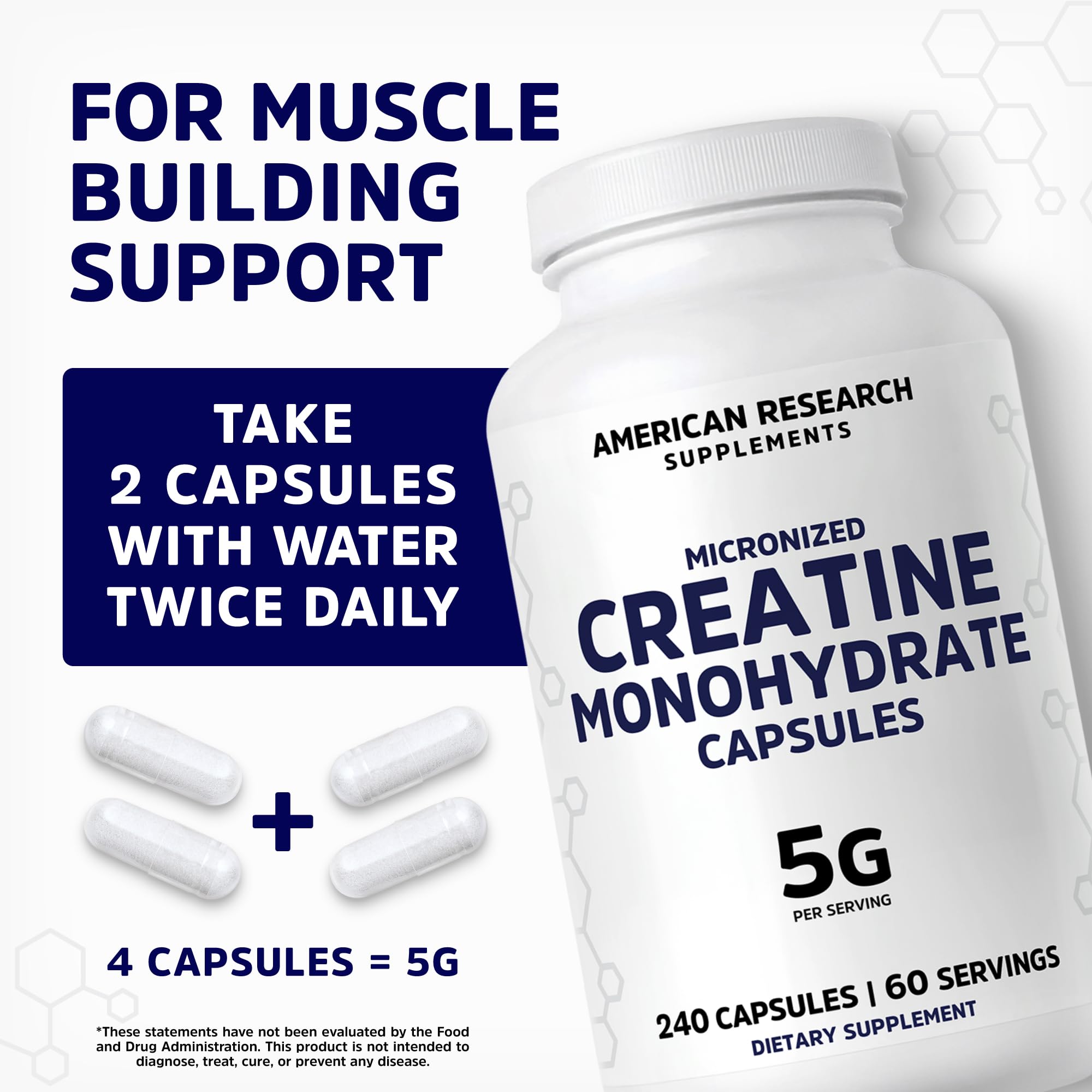 American Research Supplements Créatine Monohydrate – fabrication en usine certifiée cGMP