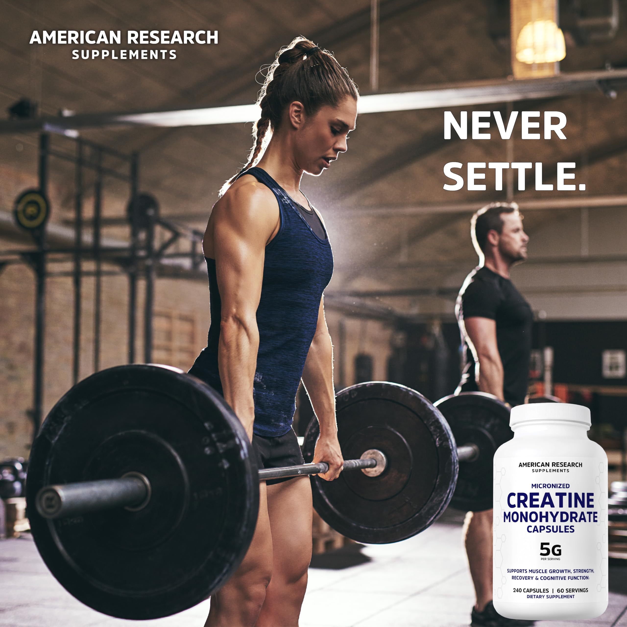 American Research Supplements Créatine Monohydrate – ingrédients sans gluten et sans OGM