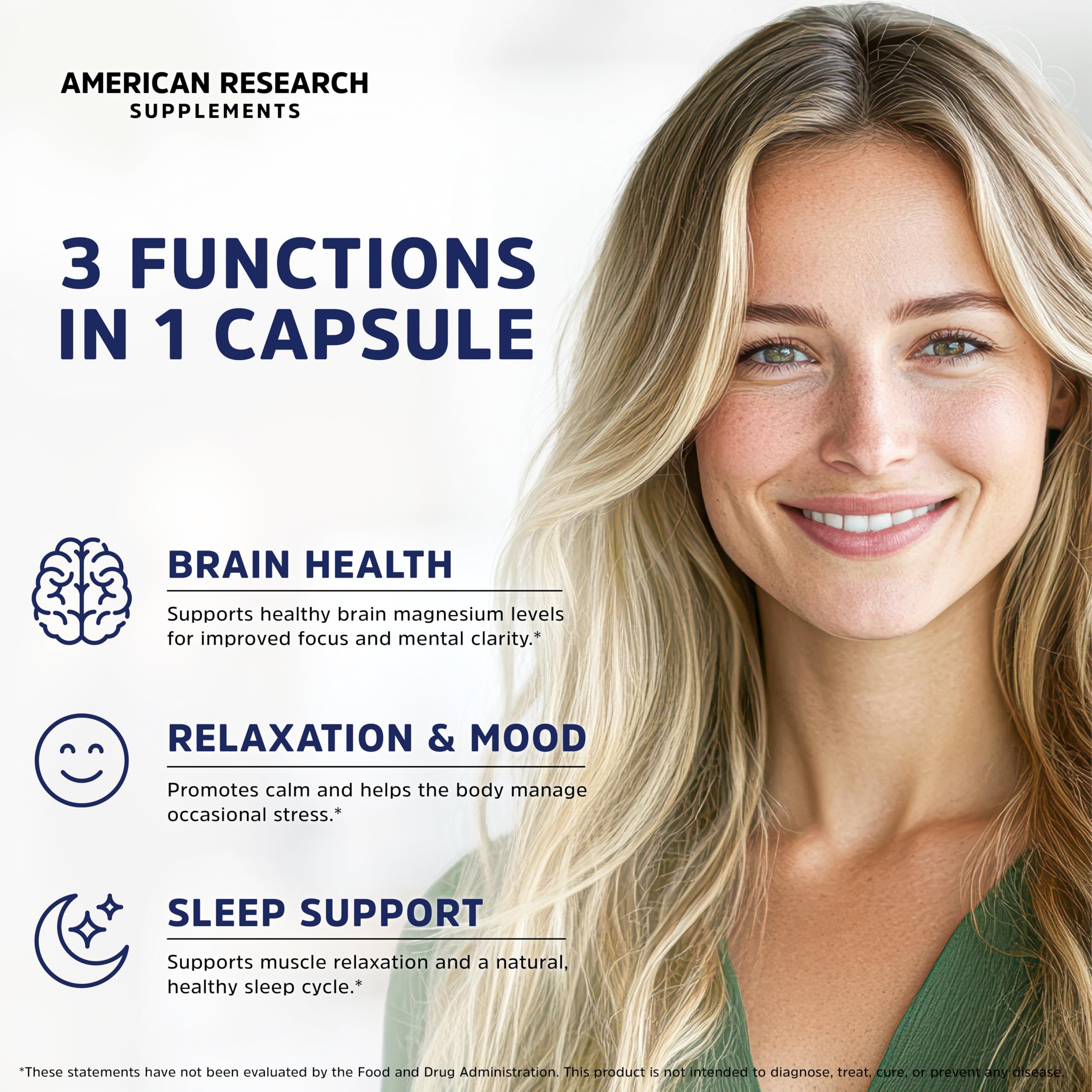 American Research Supplements illustration des quatre formes, glycinate, malate, taurate et L-Threonate pour une absorption optimale.