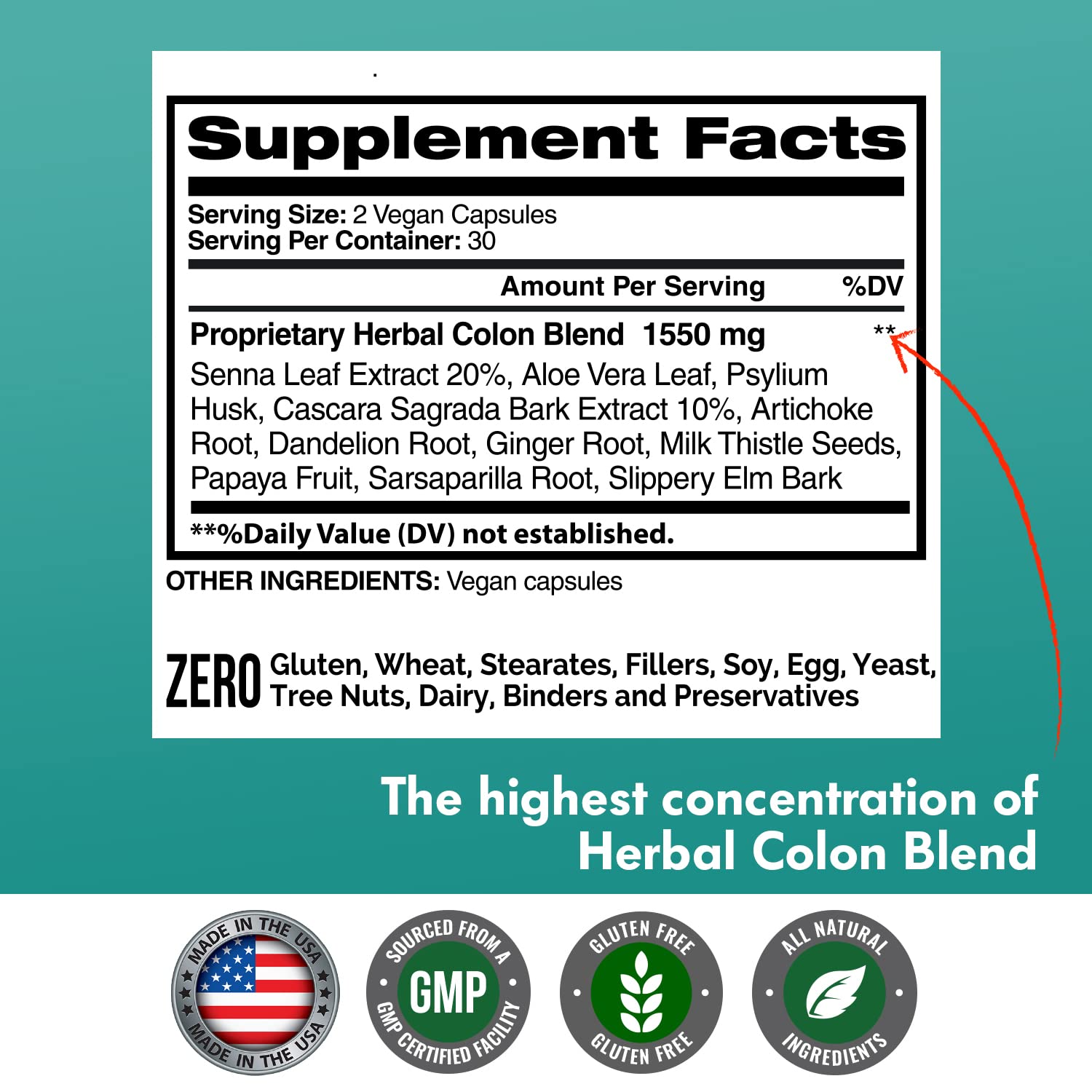 Colon Cleanse d'American Standard Supplements : bouteille pratique pour suivre un programme de 30 jours