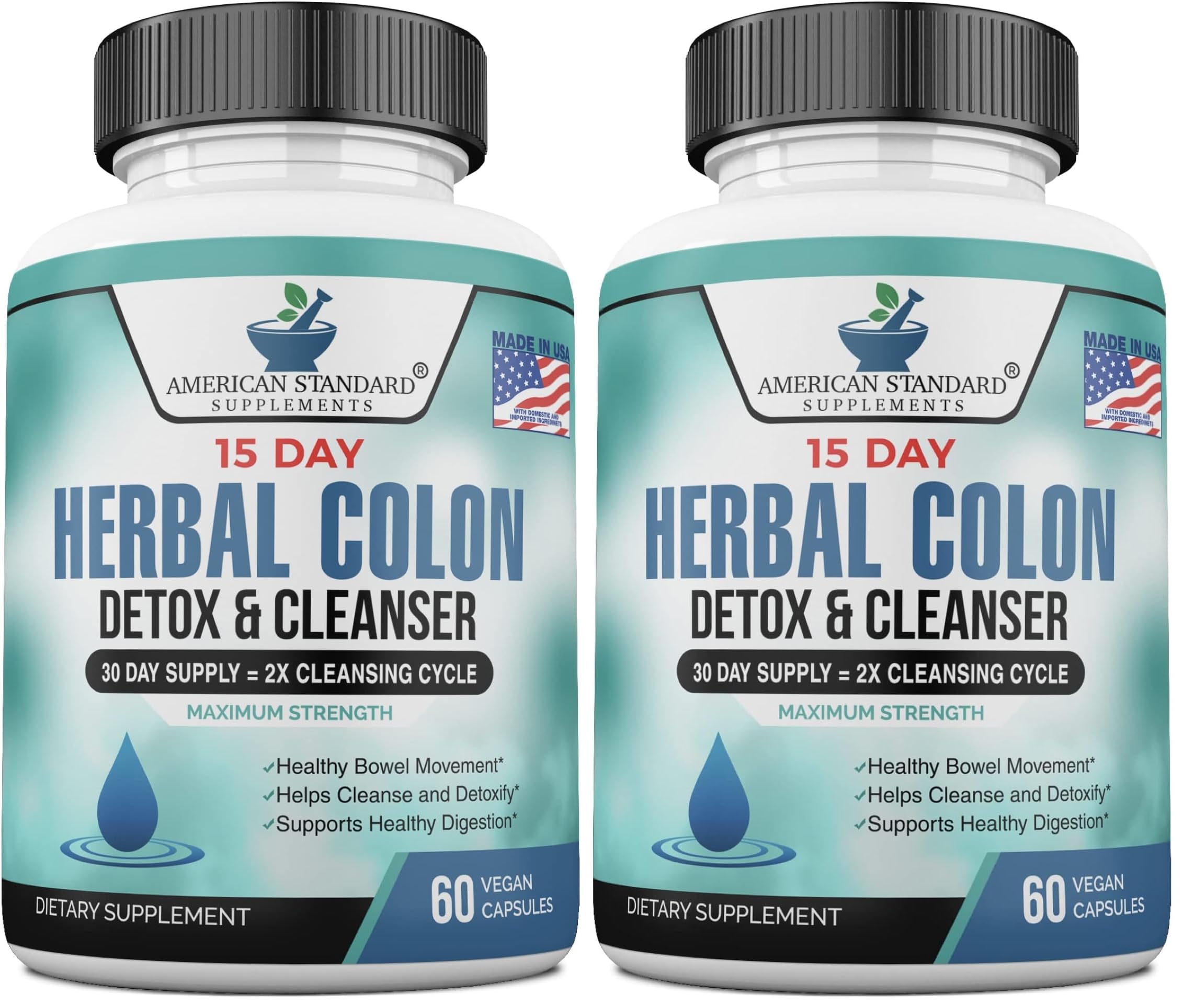Colon Cleanse d'American Standard Supplements : capsules faciles à avaler pour le soutien digestif