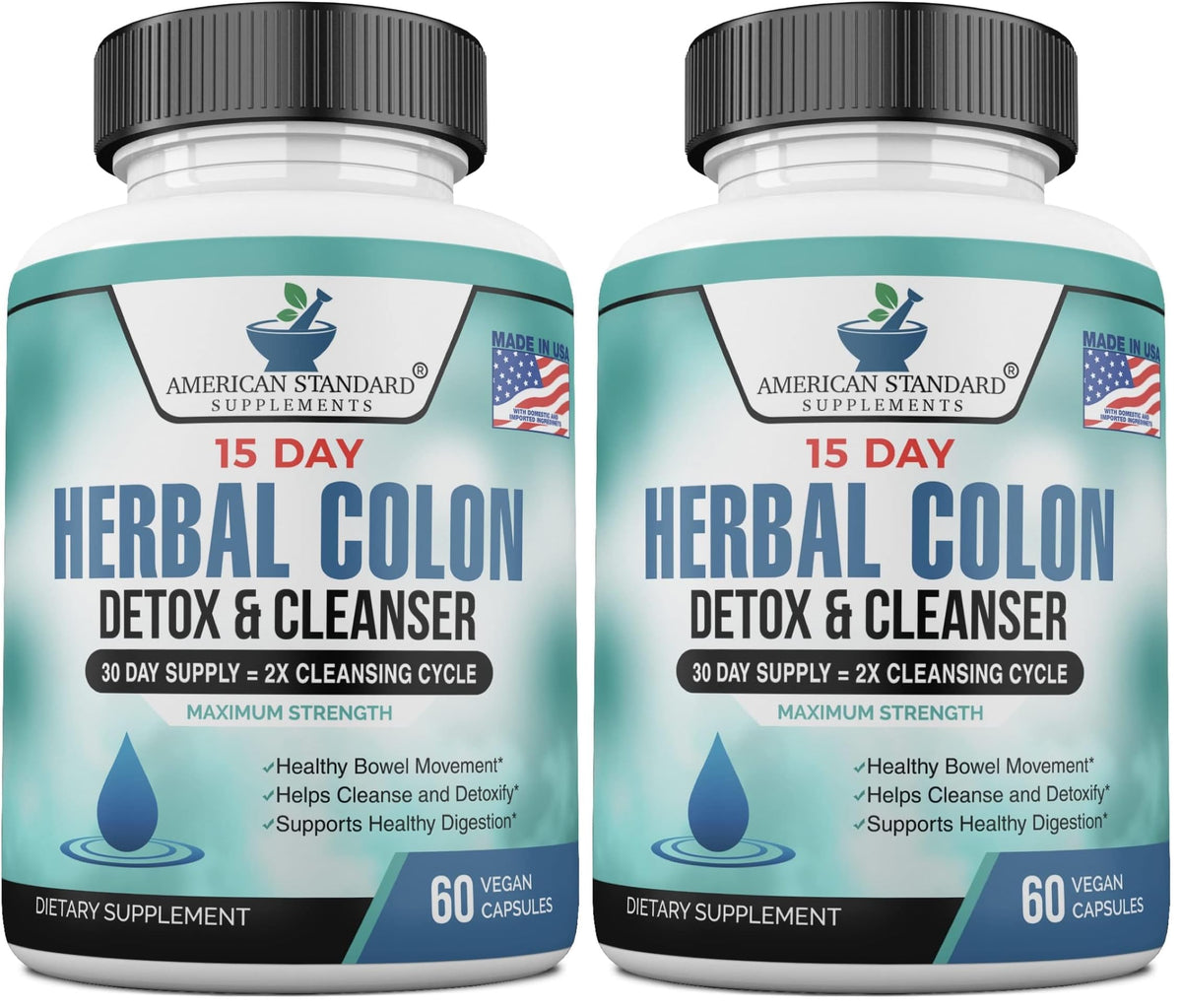 Colon Cleanse d'American Standard Supplements : capsules faciles à avaler pour le soutien digestif