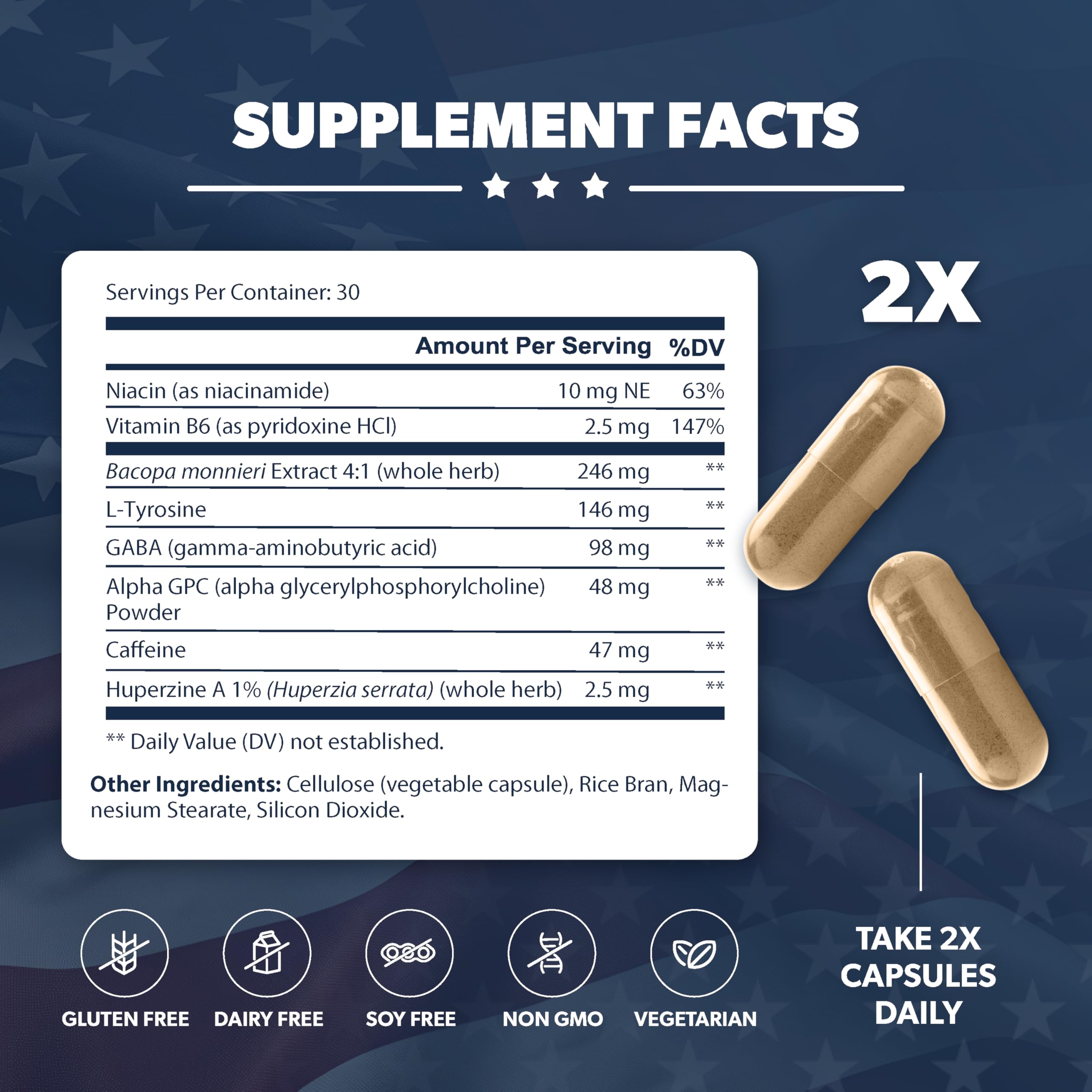 AMERICAN VITALITY Brain Formula: gélules prêtes, idéal pour une routine concentrée et durable.