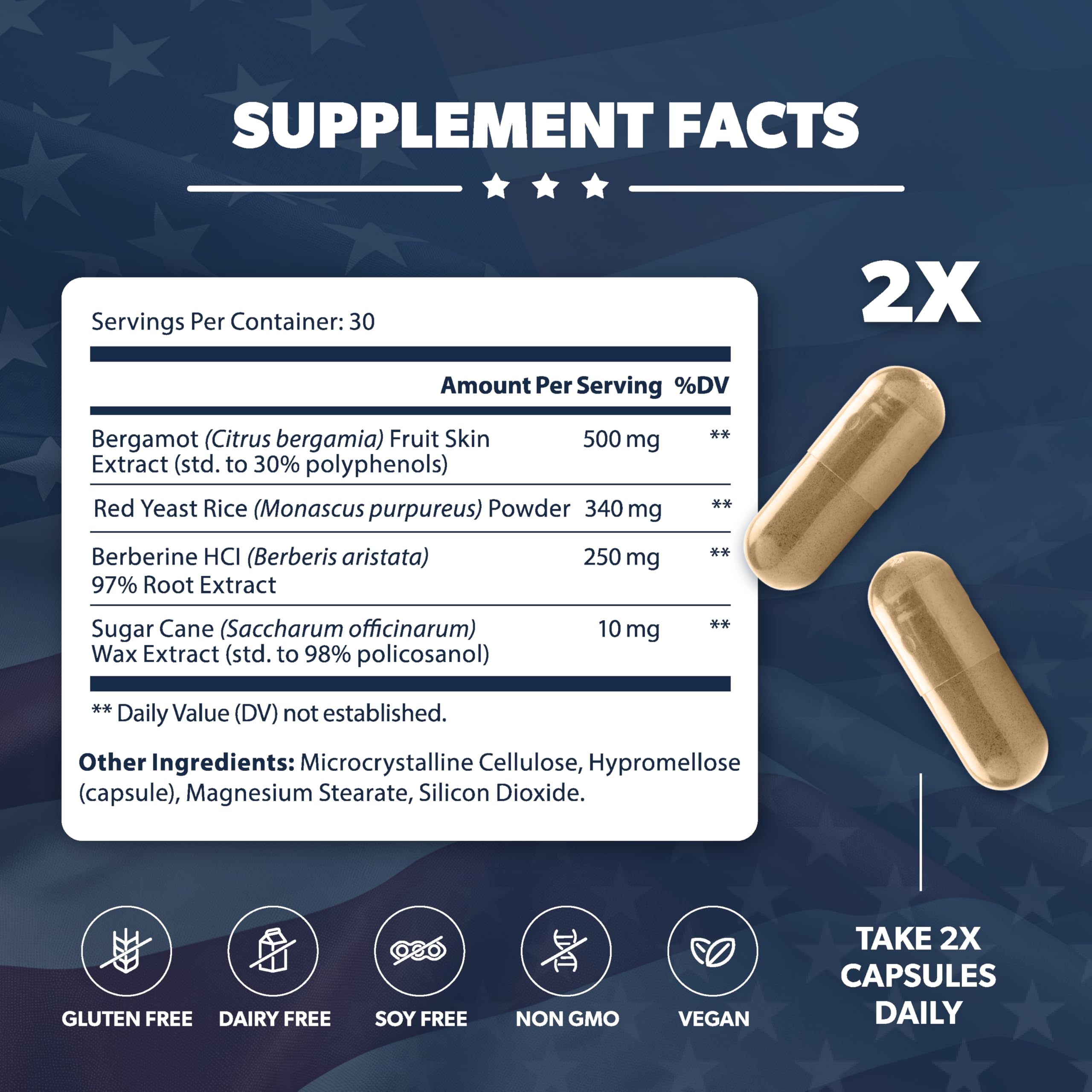 AMERICAN VITALITY Liberty Heart – Étiquette d’emballage visible pour guider la routine.
