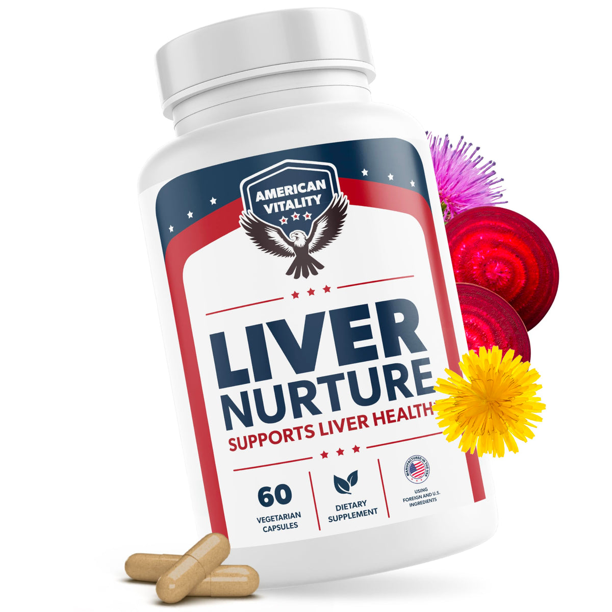 AMERICAN VITALITY Liver Nurture capsules: soutien digestif et énergie quotidienne.