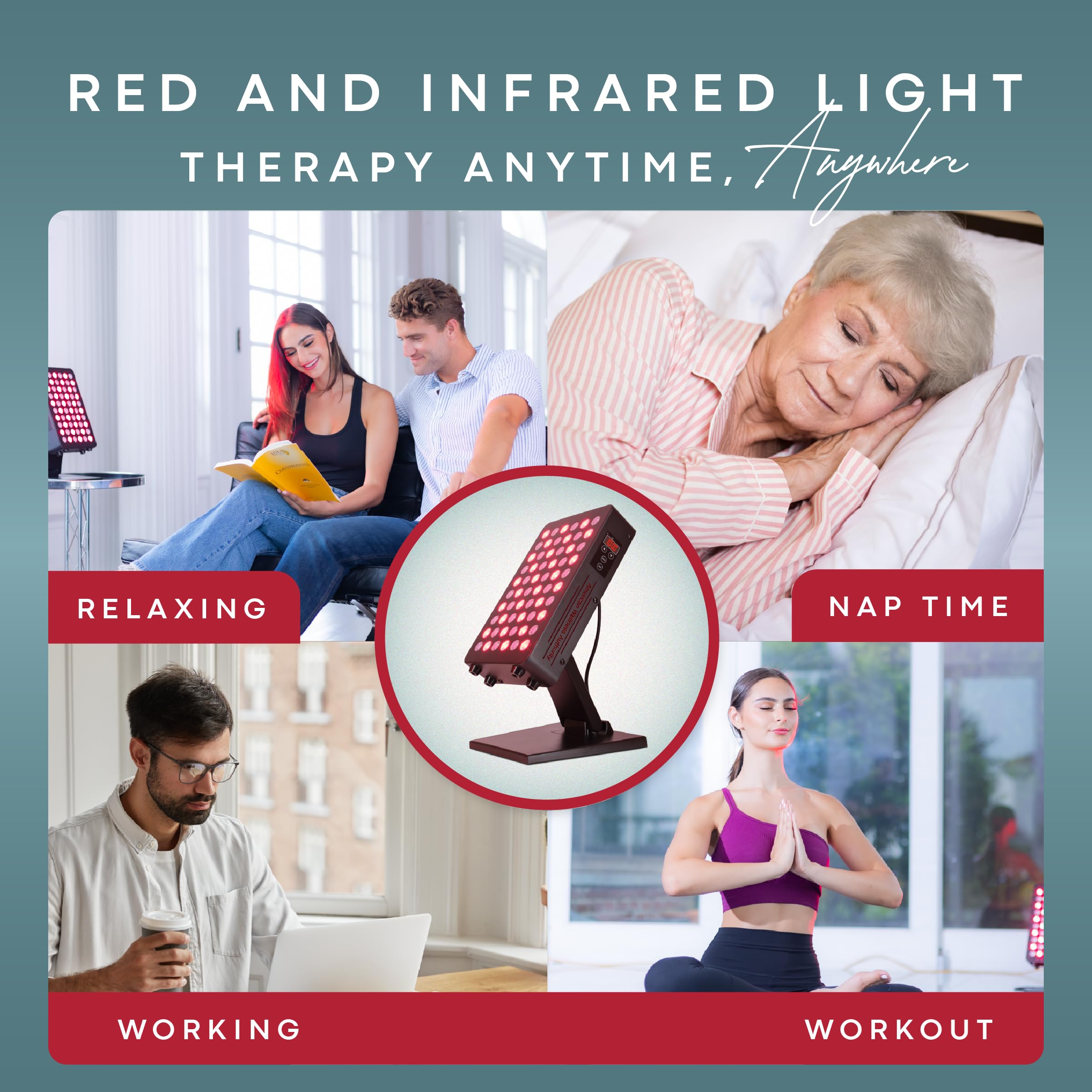 Lumière infrarouge 850 nm American Wellness Authority pour muscles et confort.