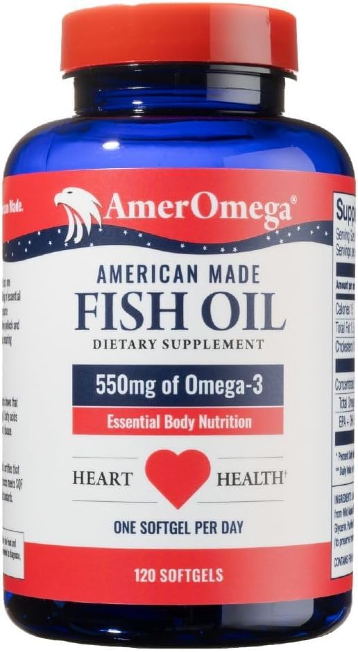 AmerOmega Triglyceride Omega-3 : bouteille de gélules riches en oméga-3.