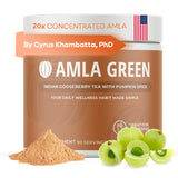 Amla Green dans un pot en verre; soutien antioxydant pratique.