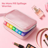 AMOOS Etui pilules portable avec fermeture éclair, rose, idéal pour vos déplacements.