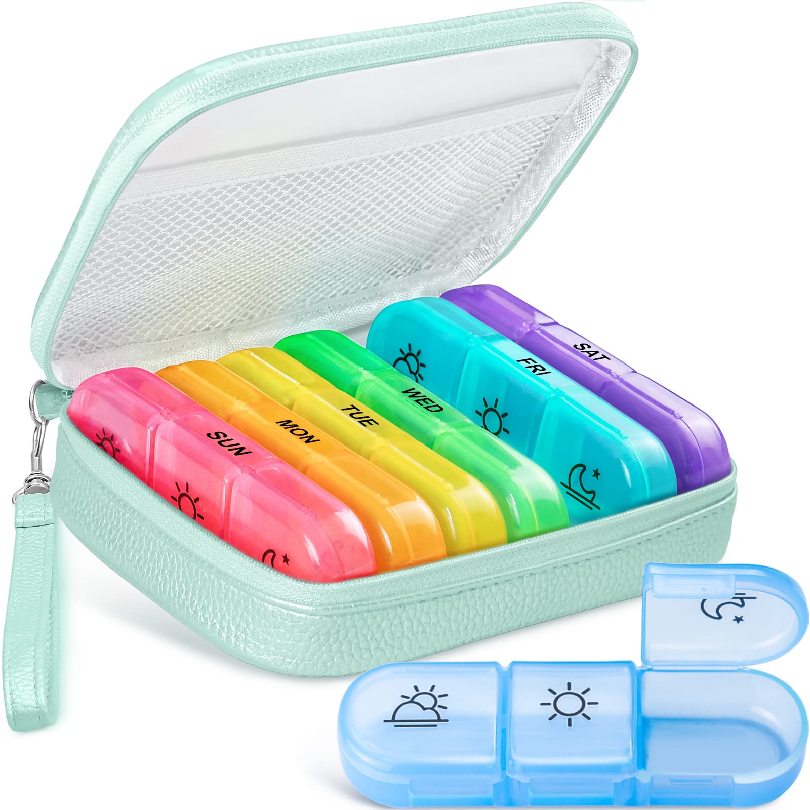 AMOOS Organisateur-pilules-3-fois-jour, pratique et discret pour le sac.