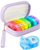 AMOOS Organisateur-pilules cuir PU pochette violet: pratique et discret pour voyage.