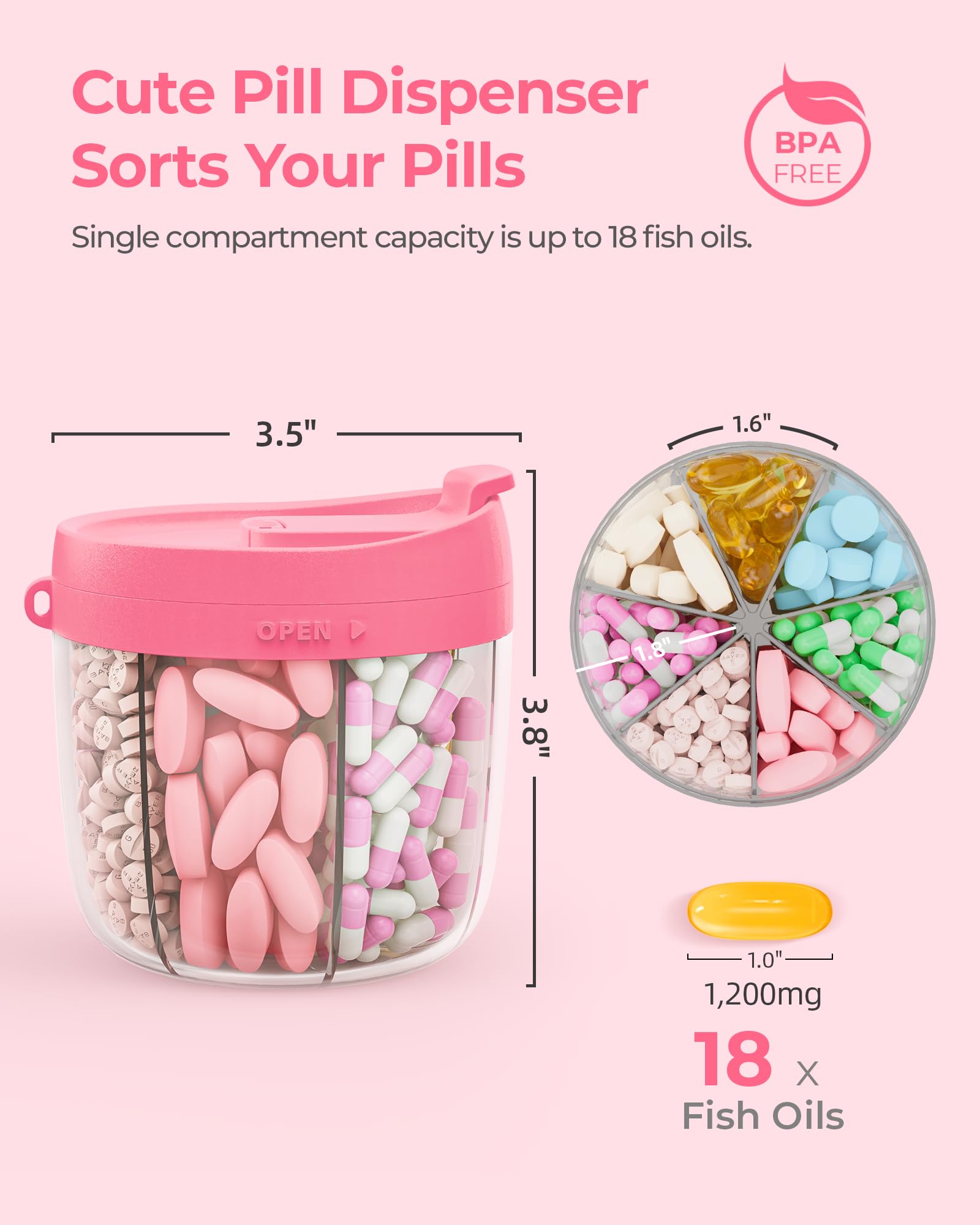 AMOOS ouverture large, accès facile, idéal pour retirer rapidement votre dose du jour.