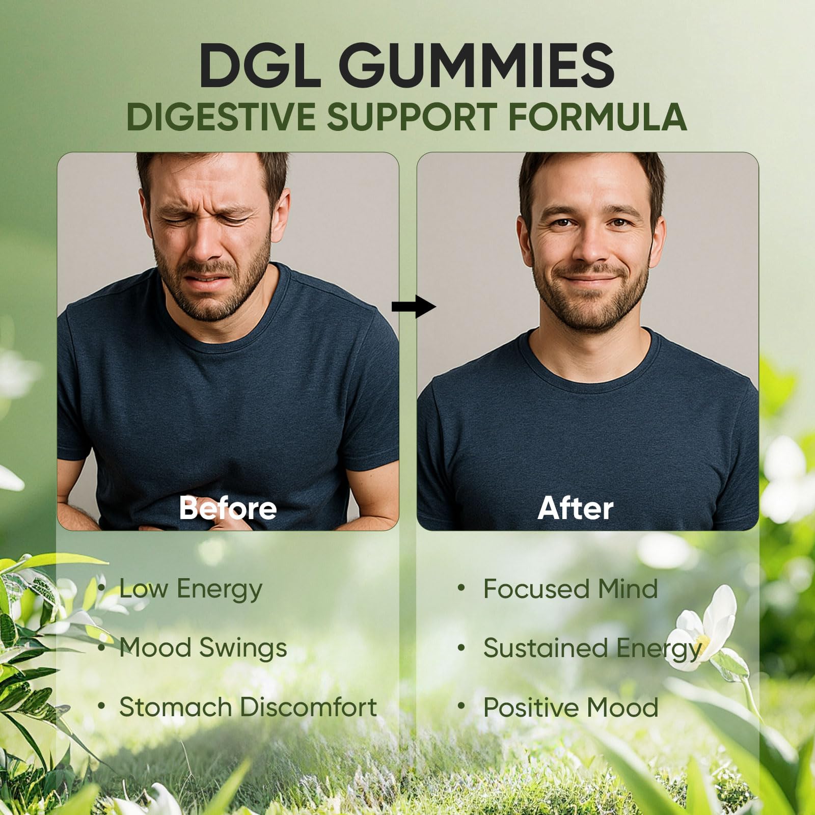 AMOQUCT Dgl Gummies — visuel estomac, formulation naturelle offrant un soutien doux.