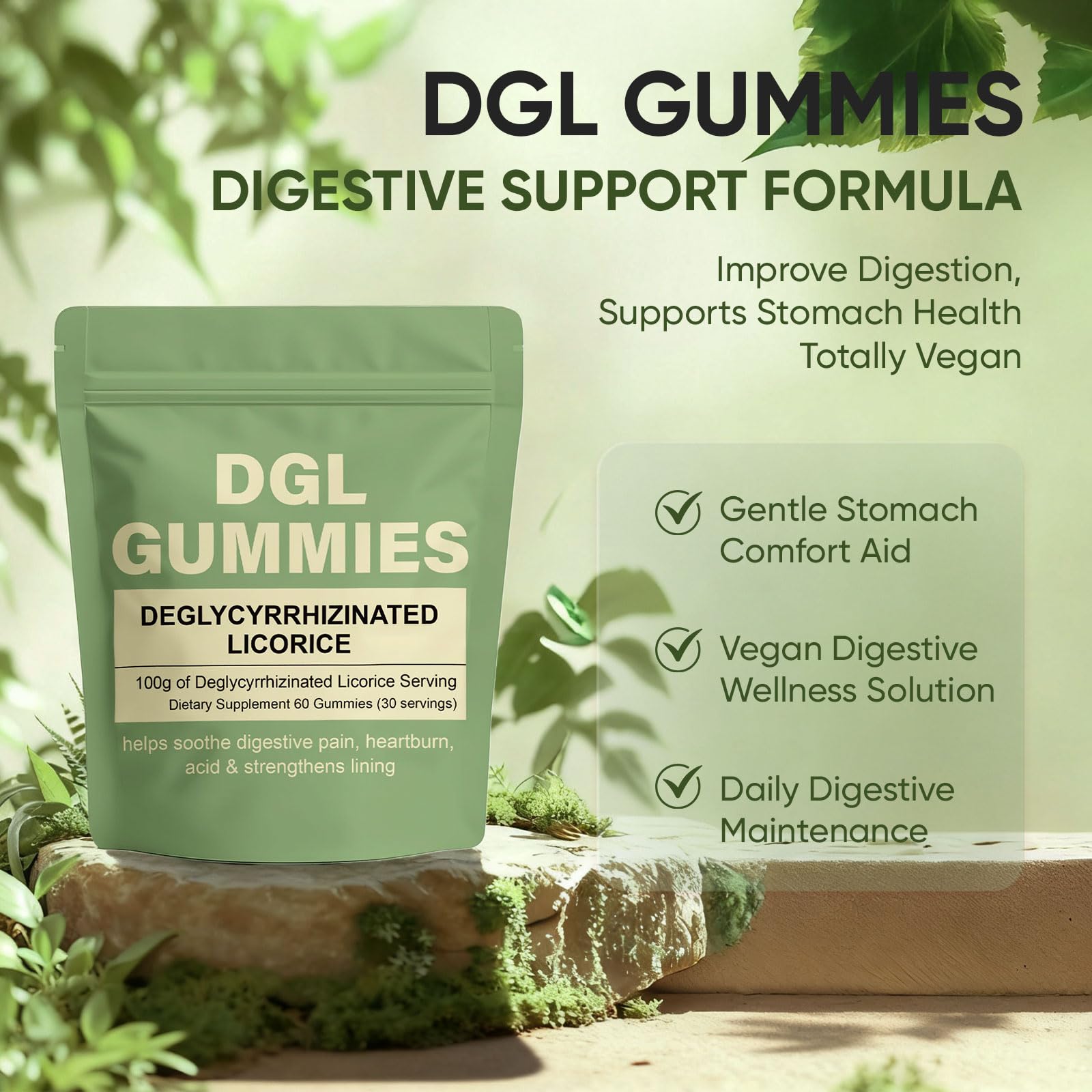 AMOQUCT Dgl Gummies — utilisation quotidienne, saveur fruits rouges agréable et format facile à prendre.