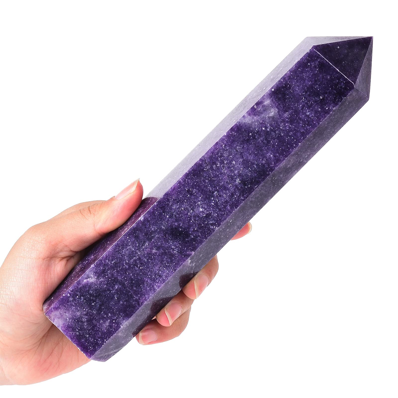 AMOYSTONE bâton-cristal Lepidolite lilas pour méditation et équilibre émotionnel