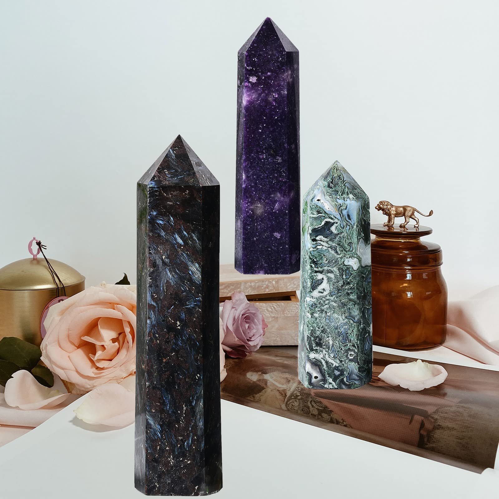 AMOYSTONE pose zen cristal Lepidolite crée une ambiance sereine
