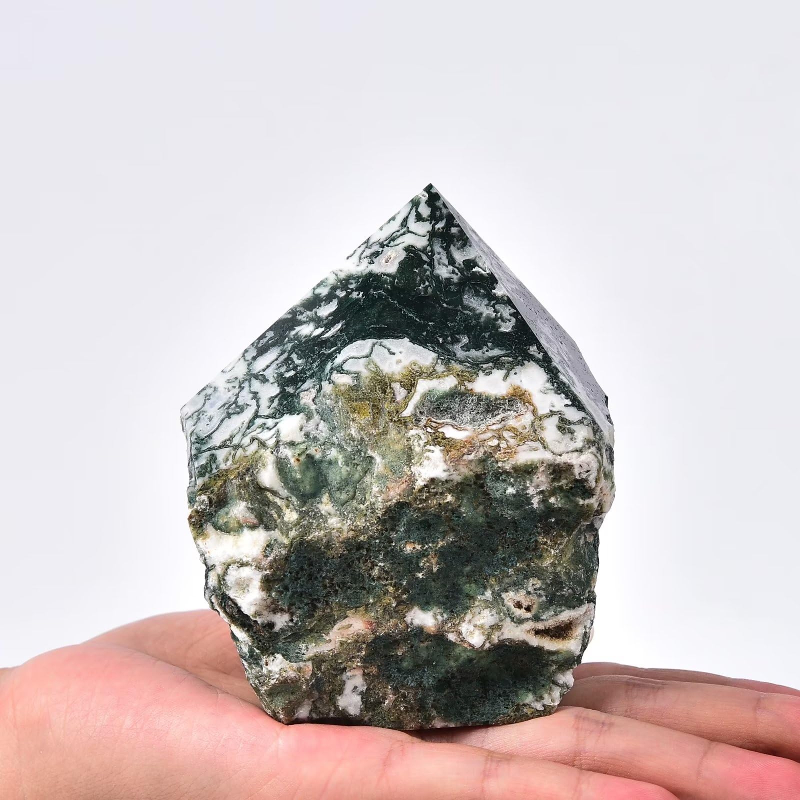 AMOYSTONE bâton d'agate mousse – gros plan texture naturelle montrant son aspect unique