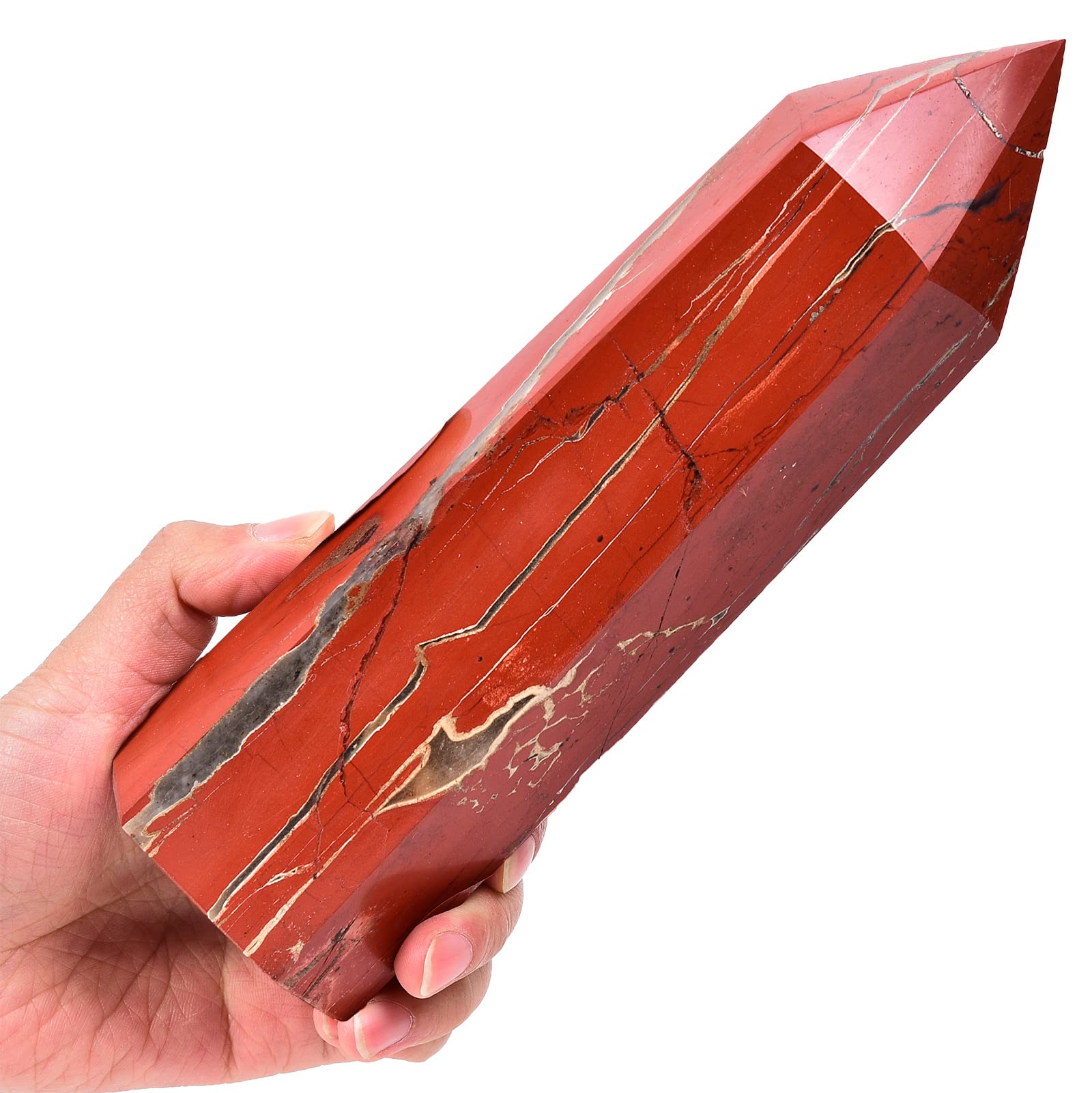 AMOYSTONE baguette cristal rouge jaspe, idéale pour canaliser énergie lors de rituels