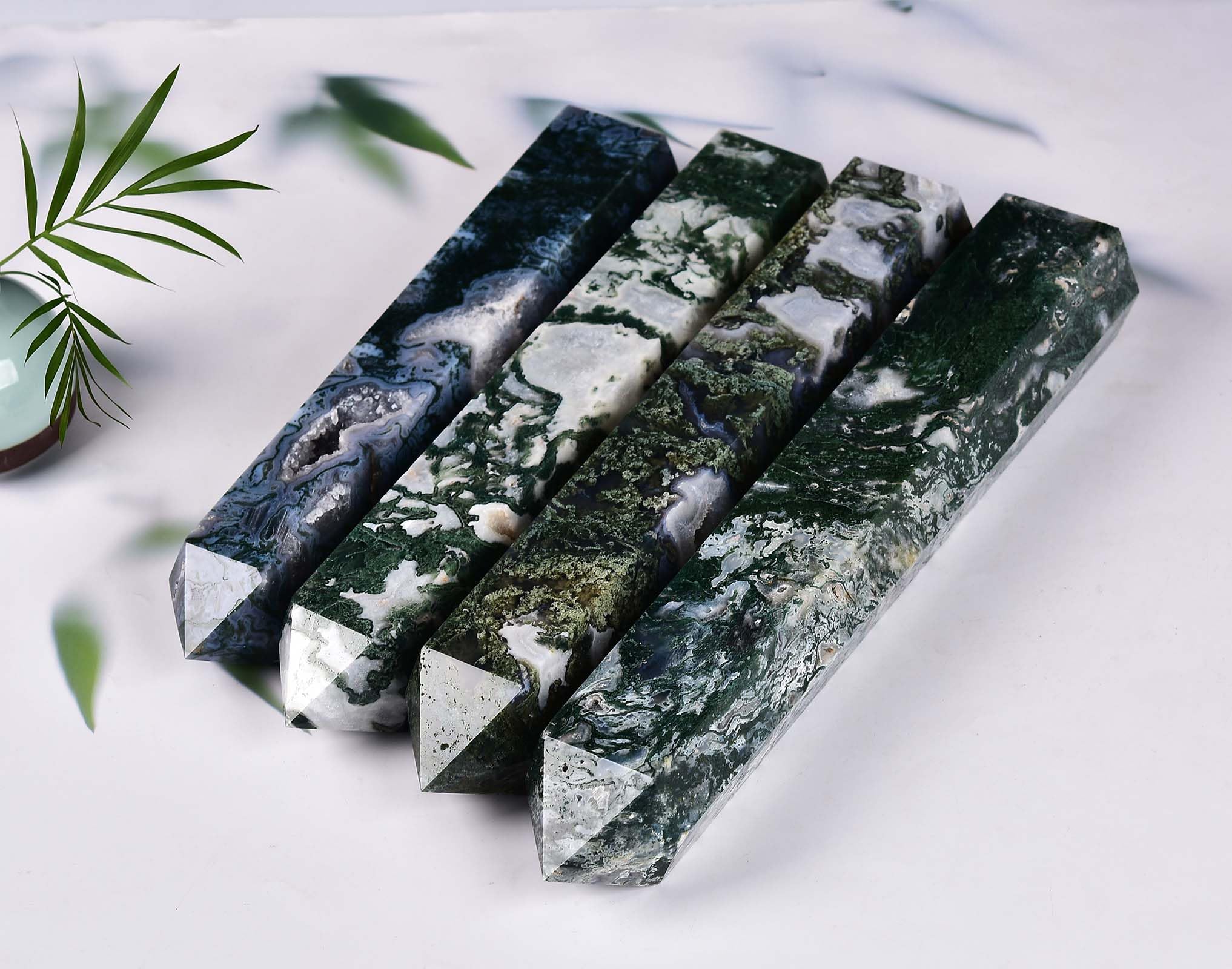 AMOYSTONE Balancement des chakras Moss Agate pour harmonie douce