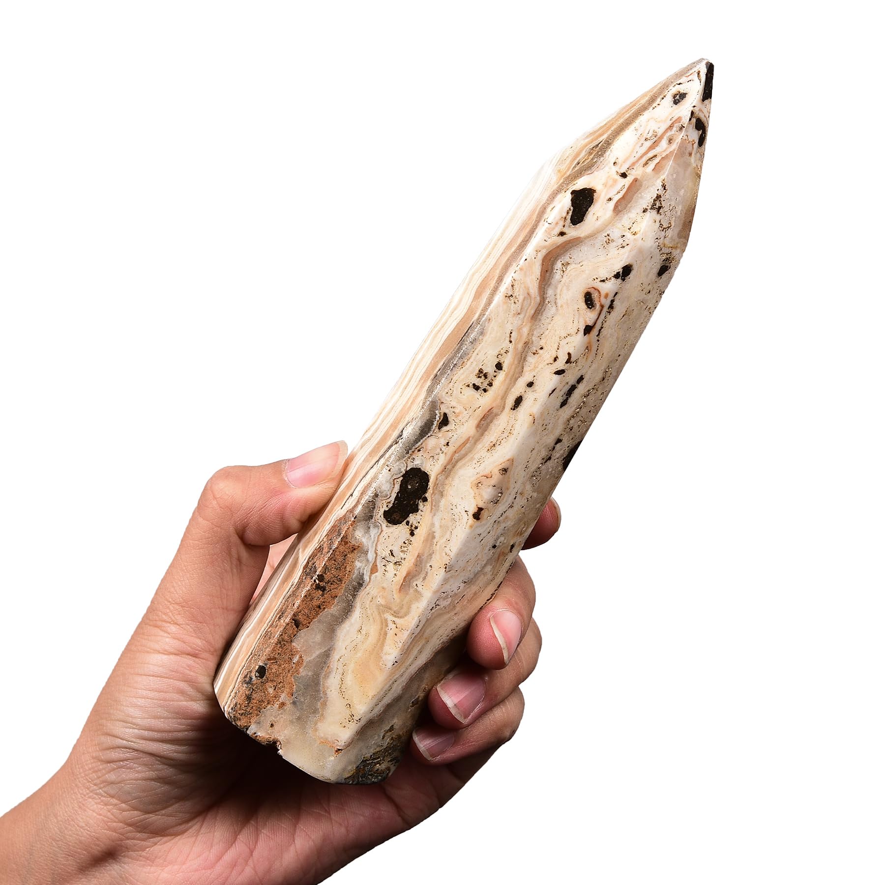AMOYSTONE baton-cristal hexagonal, point focalise énergie pour relaxation et concentration.