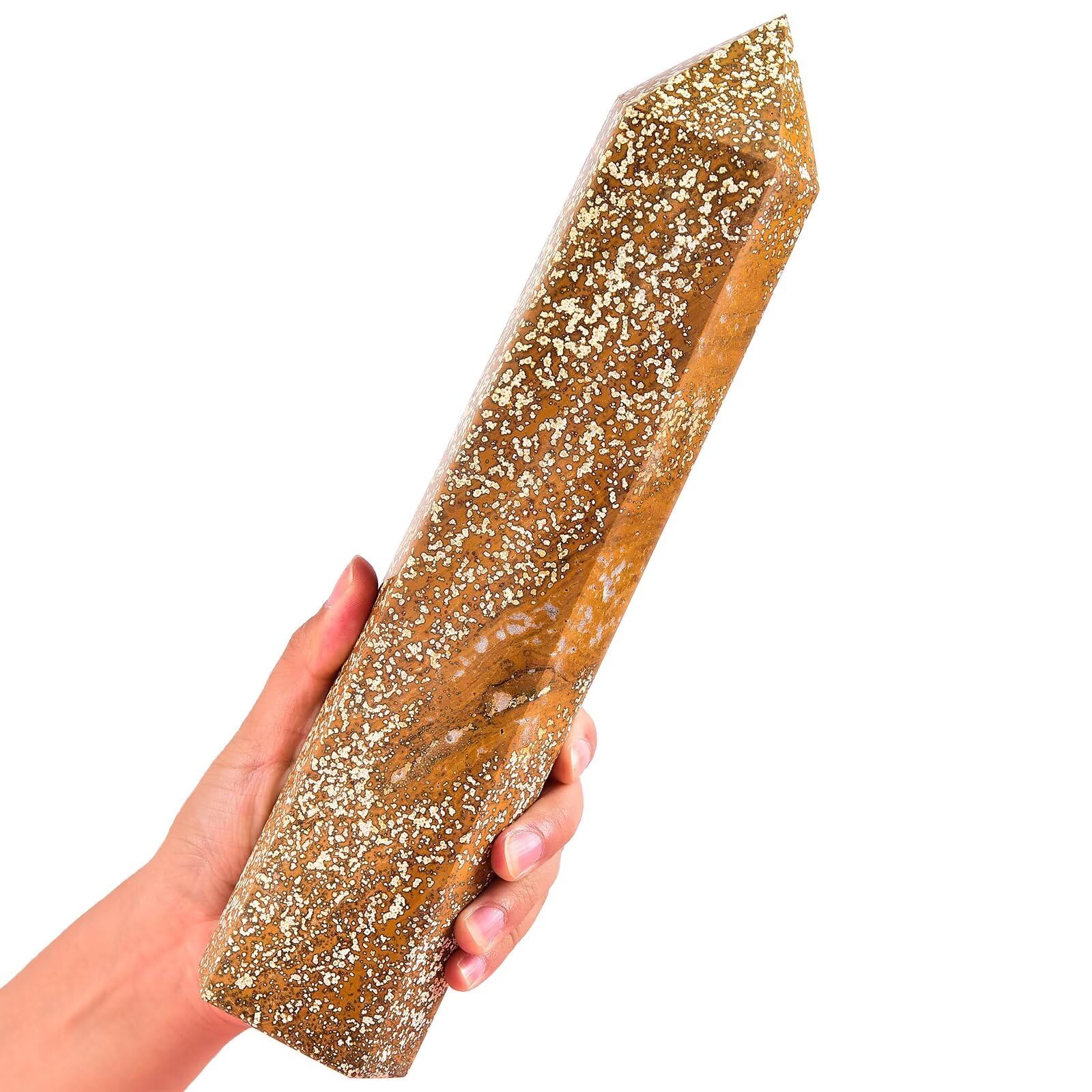 Détail du jaspe océan jaune AMOYSTONE, pièce naturelle et unique.
