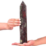 AMOYSTONE jaspe sanguin, baton avec pointe pour méditation et équilibre émotionnel.