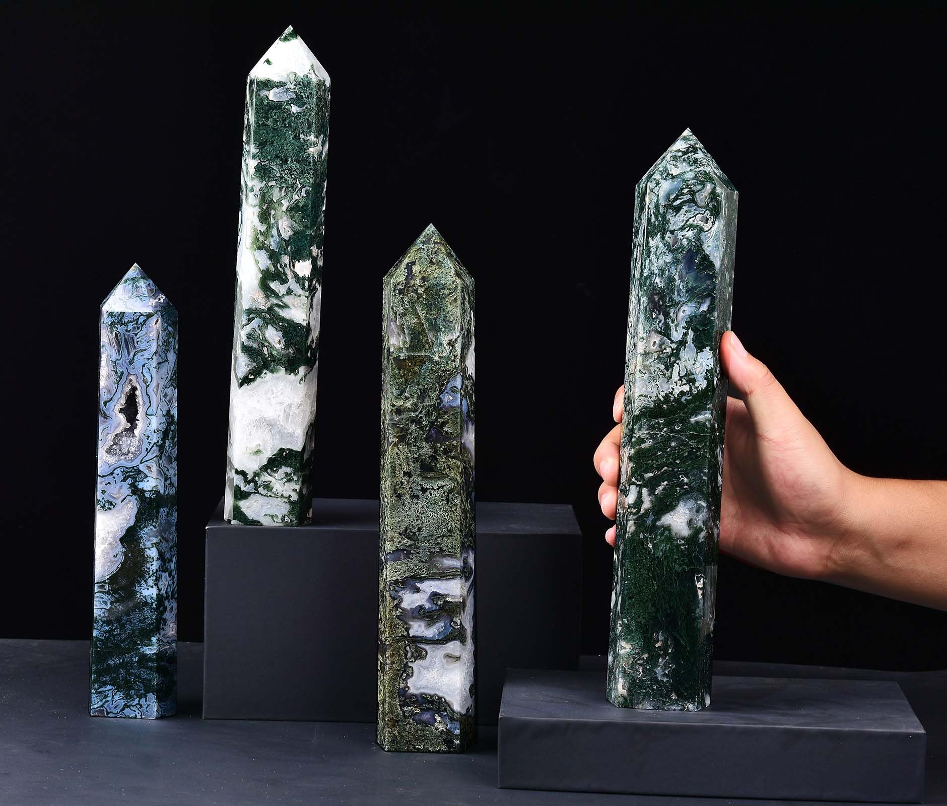 AMOYSTONE Cadeau cristal Moss Agate pour amateurs de pierres