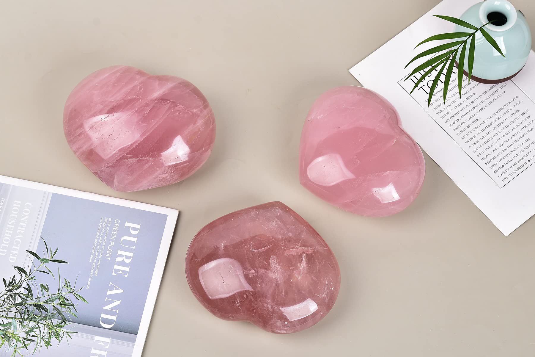AMOYSTONE Cœur pierre rose, cadeau symbolique et attentionné.