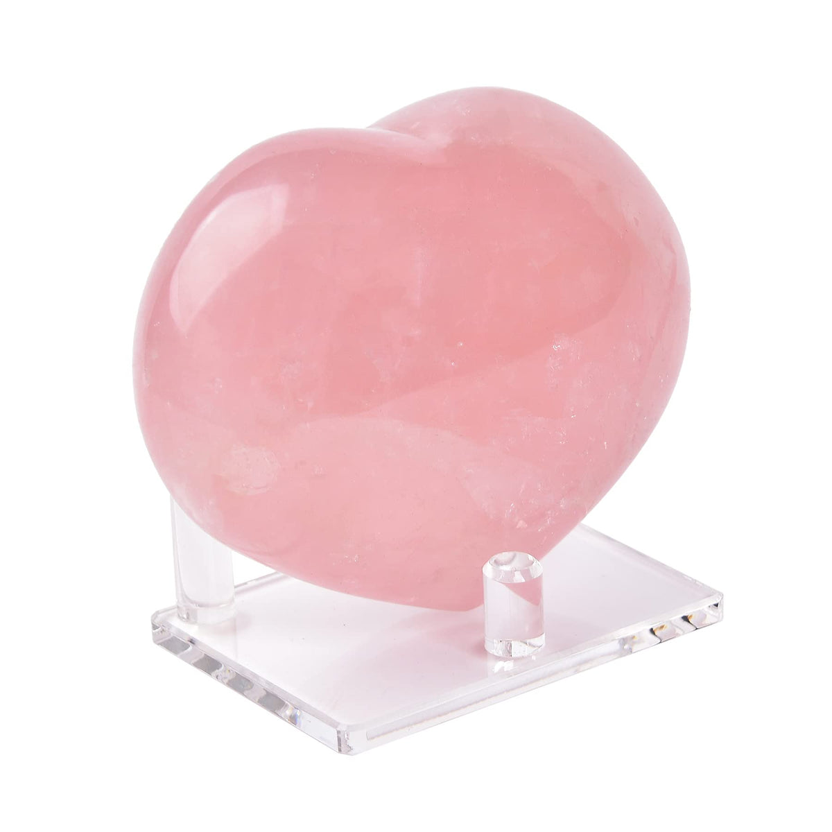 AMOYSTONE Cœur en quartz rose poli, parfait pour méditation et décoration.
