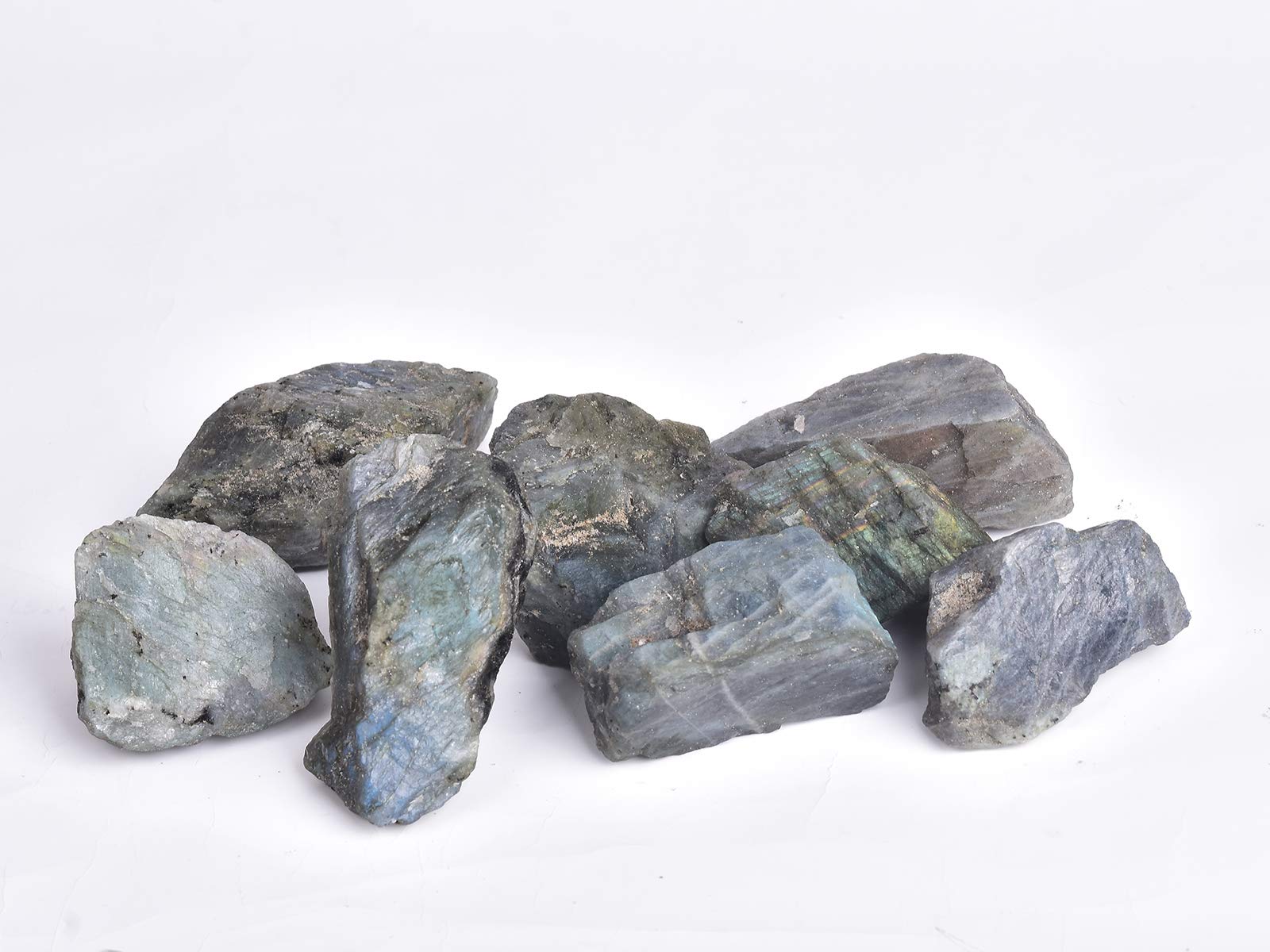 AMOYSTONE Labradorite brut tranche 2 : texture irrégulière et labradorescence pour méditation