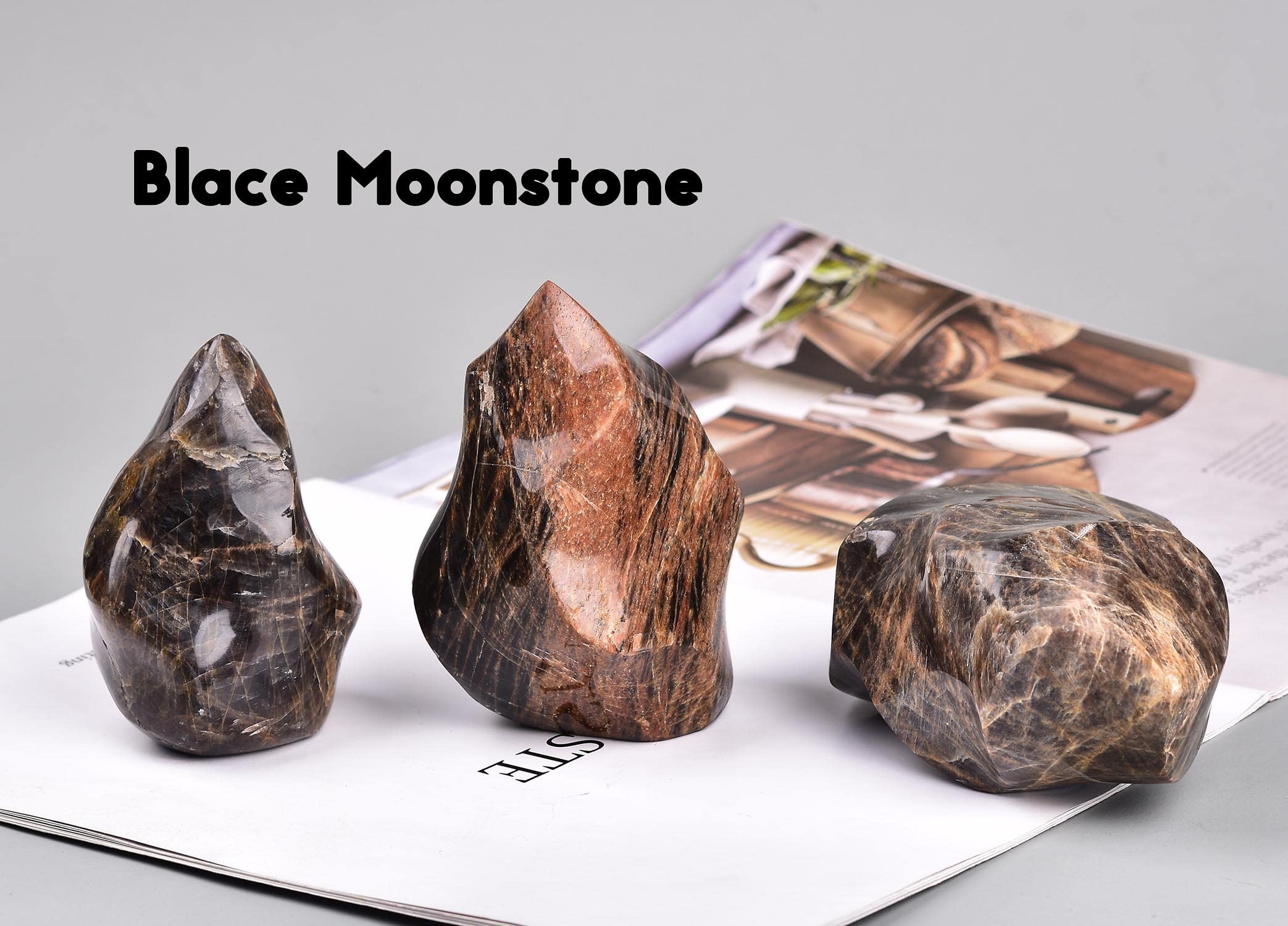 AMOYSTONE Lune Noire: crée une ambiance paisible dans le salon ou le bureau.