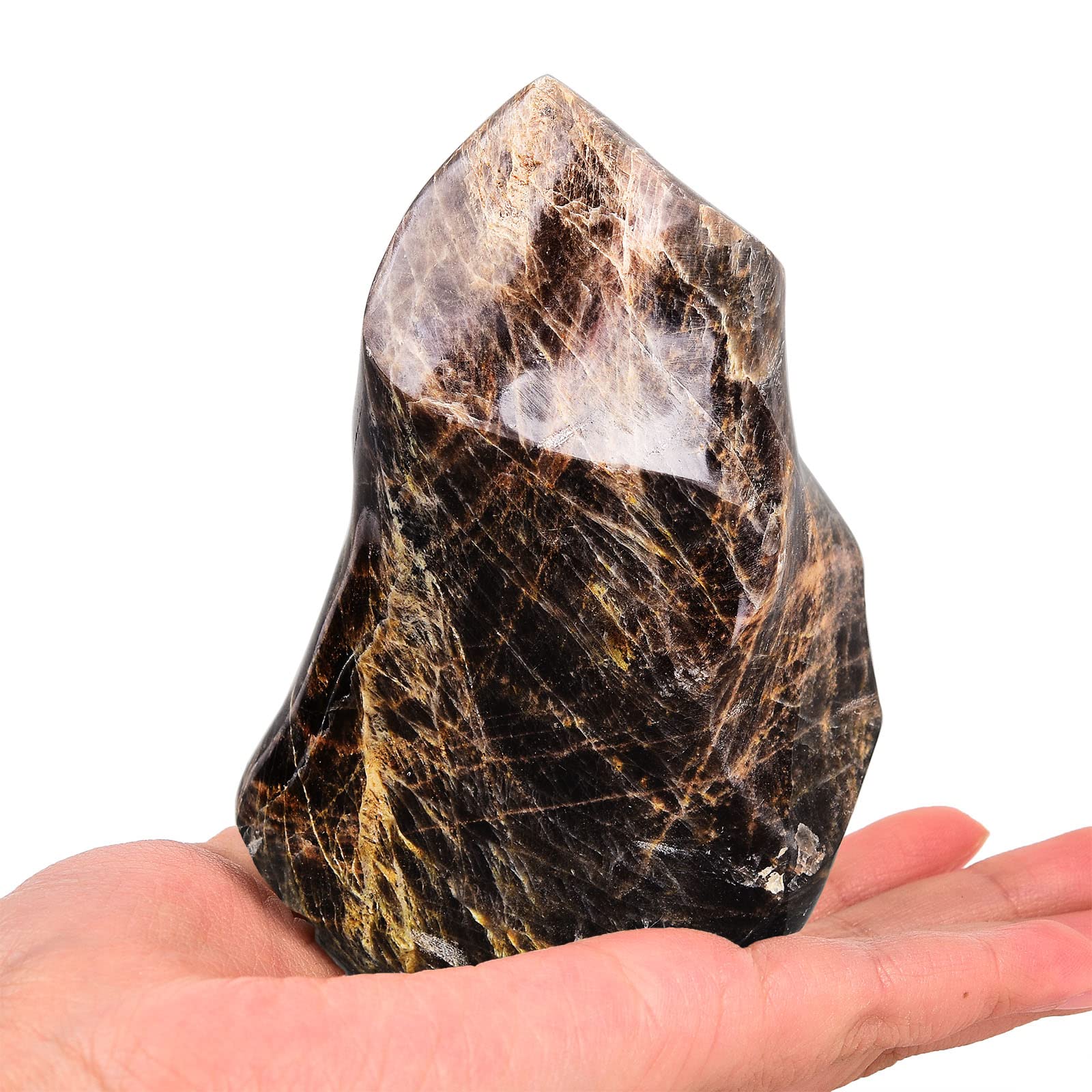 AMOYSTONE Lune Noire Tour Flamme: énergie concentrée pour votre espace intérieur.