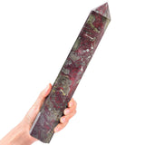 AMOYSTONE obélisque cristal à 6 facettes, focalise l'énergie pendant le Reiki.