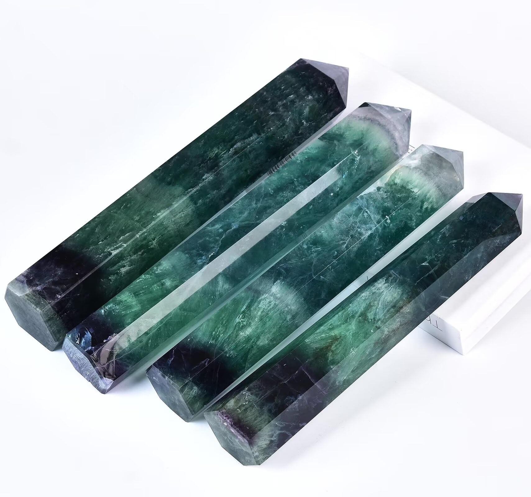 AMOYSTONE obélisque fluorite, complément décoratif pour bureau ou salon et pratique spirituelle