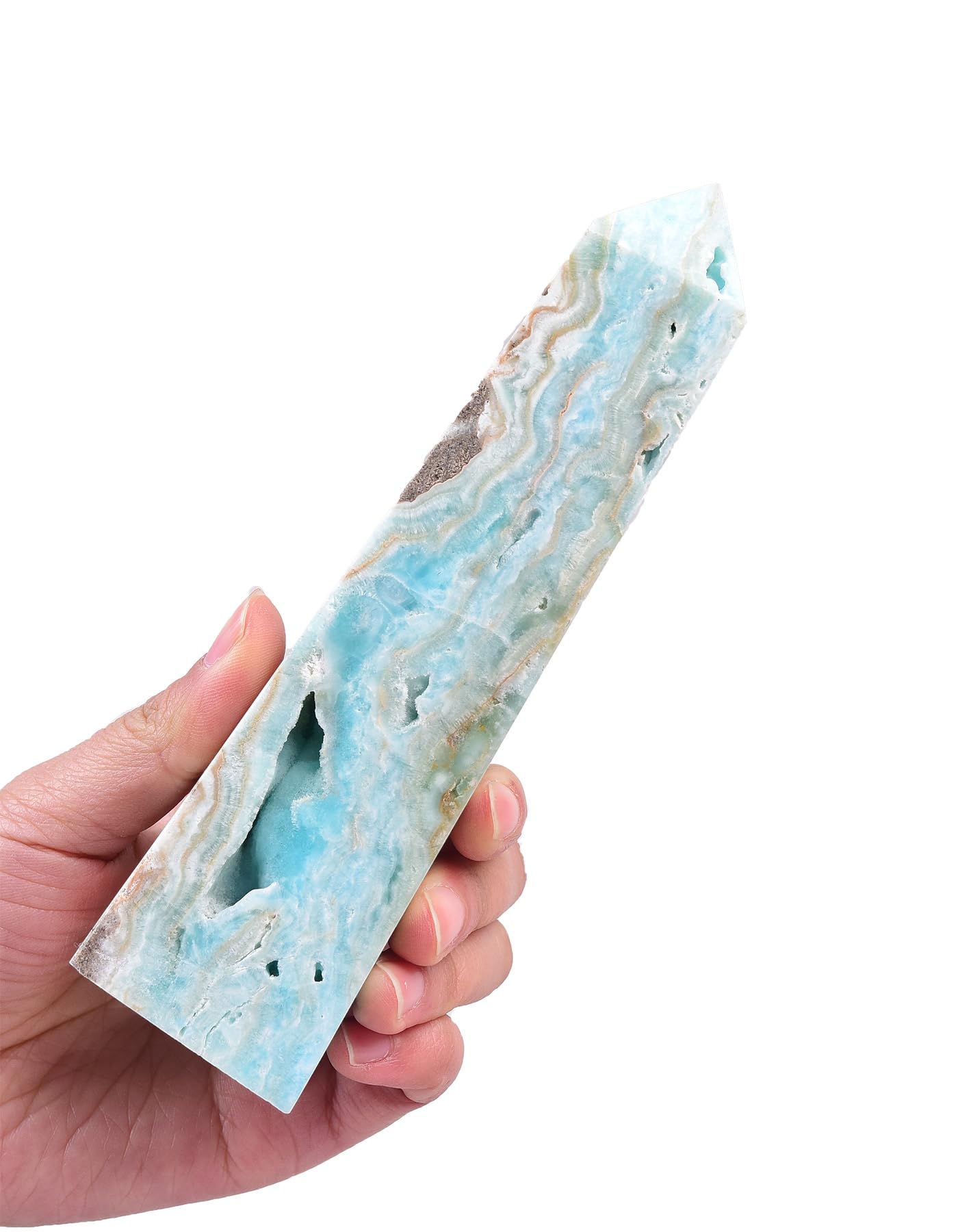 AMOYSTONE obélisque d'hémimorphite – détail des grains et texture naturelle