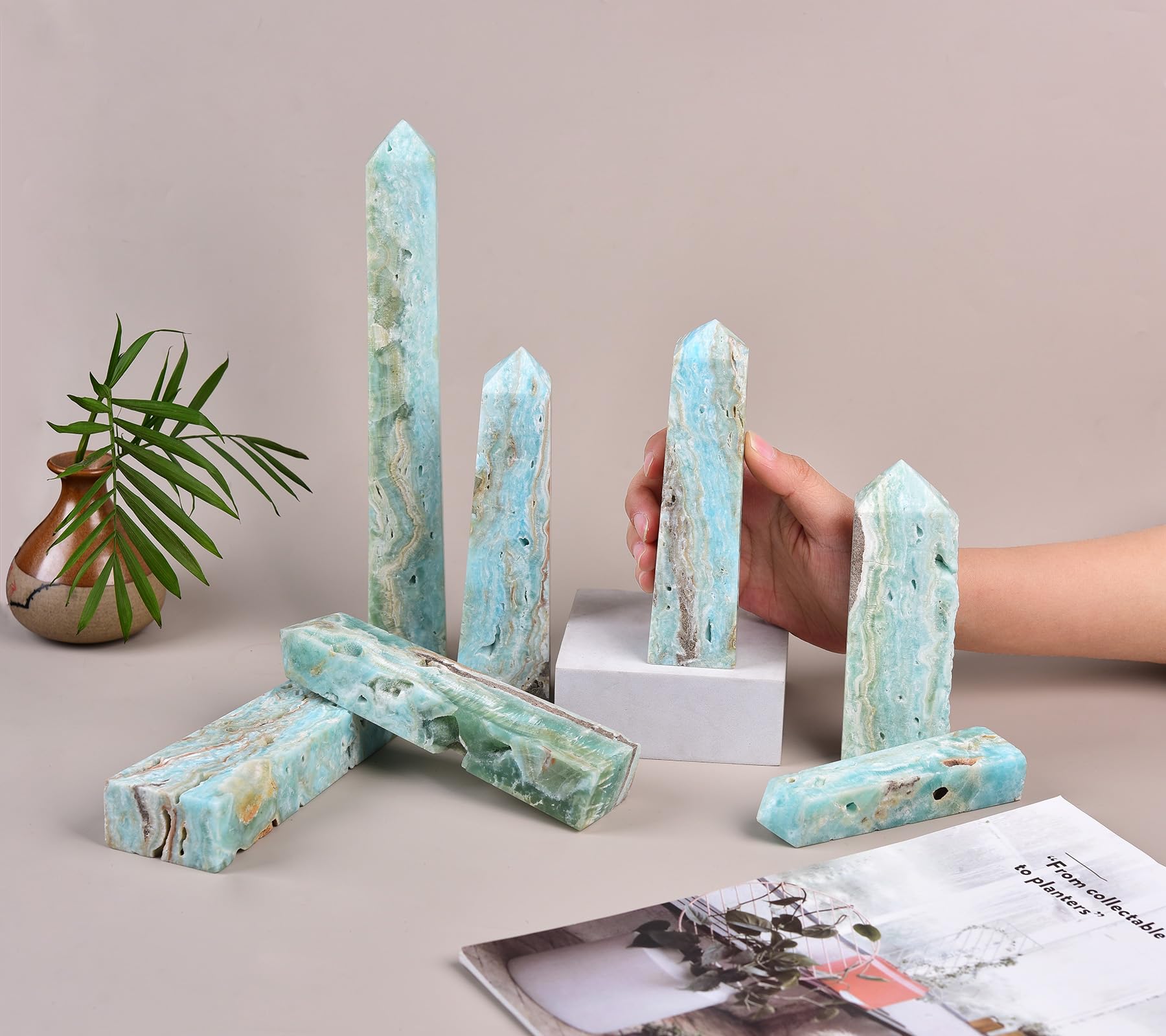 AMOYSTONE obélisque d'hémimorphite – entretien délicat pour conserver l’éclat naturel