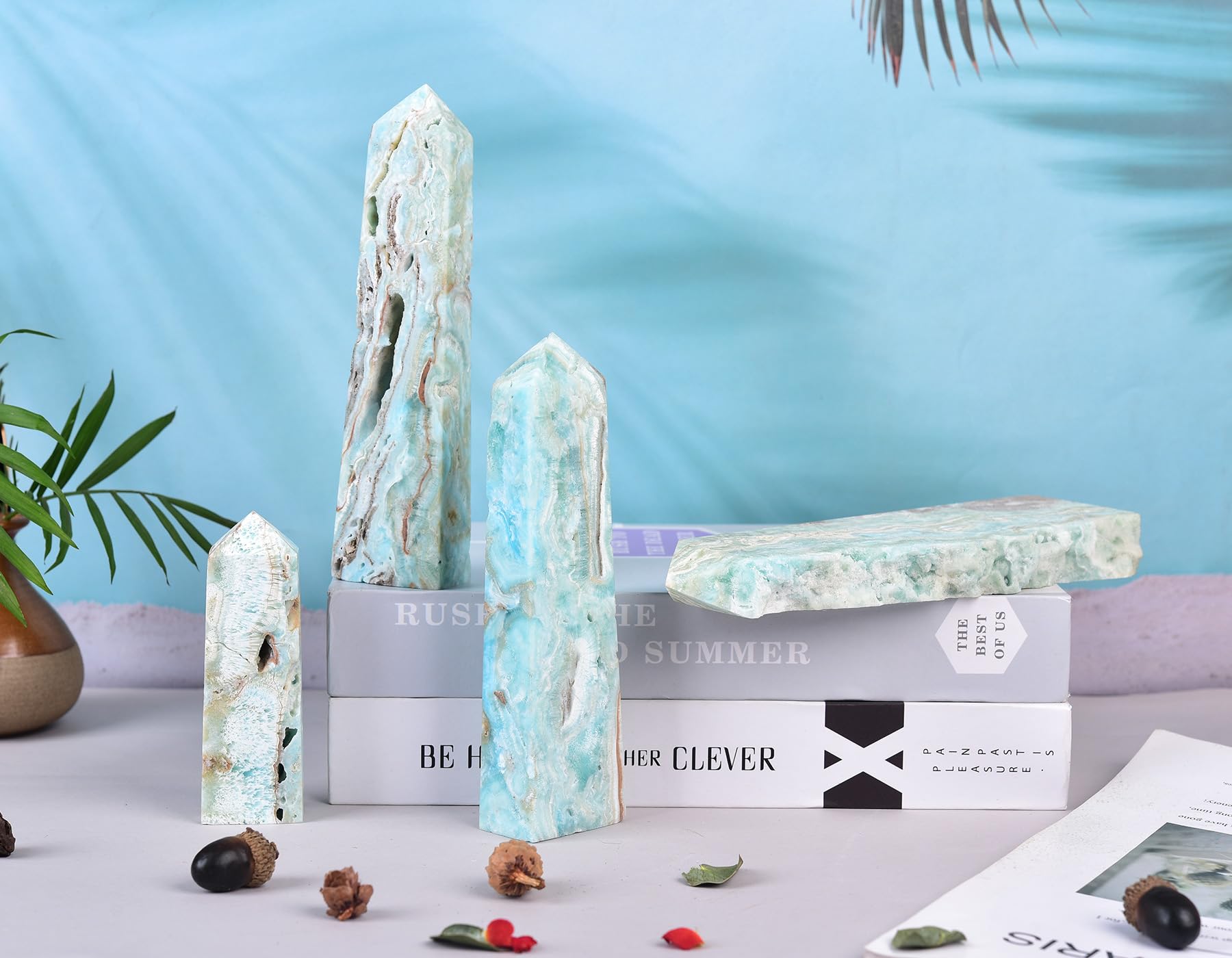 AMOYSTONE obélisque d'hémimorphite – ambiance zen pour séance de méditation