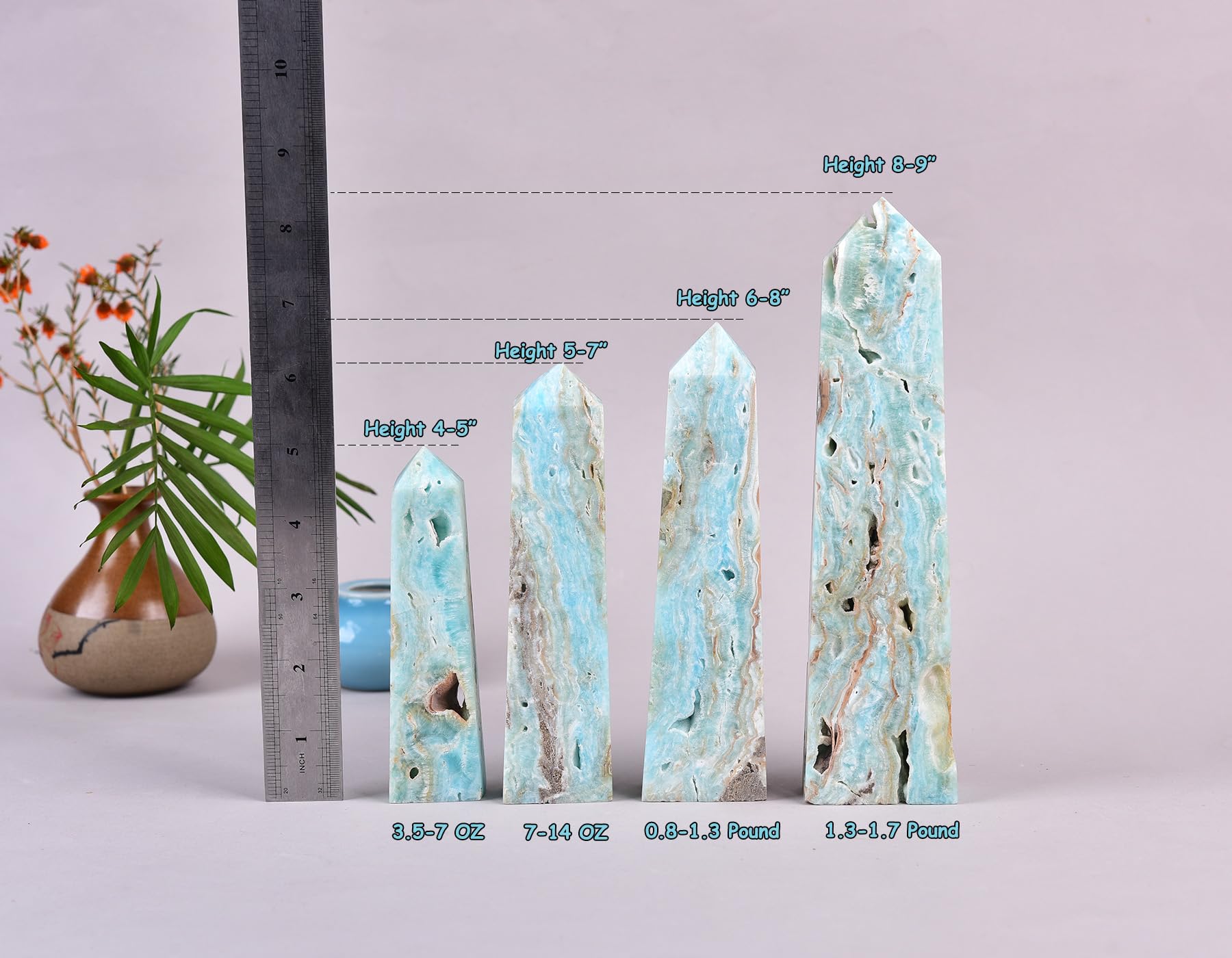 AMOYSTONE obélisque d'hémimorphite – pièce de collection lumineuse et rare