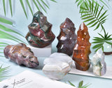 AMOYSTONE Ocean Jasper - Tour spectaculaire, cadeau idéal pour passionnés de cristaux.