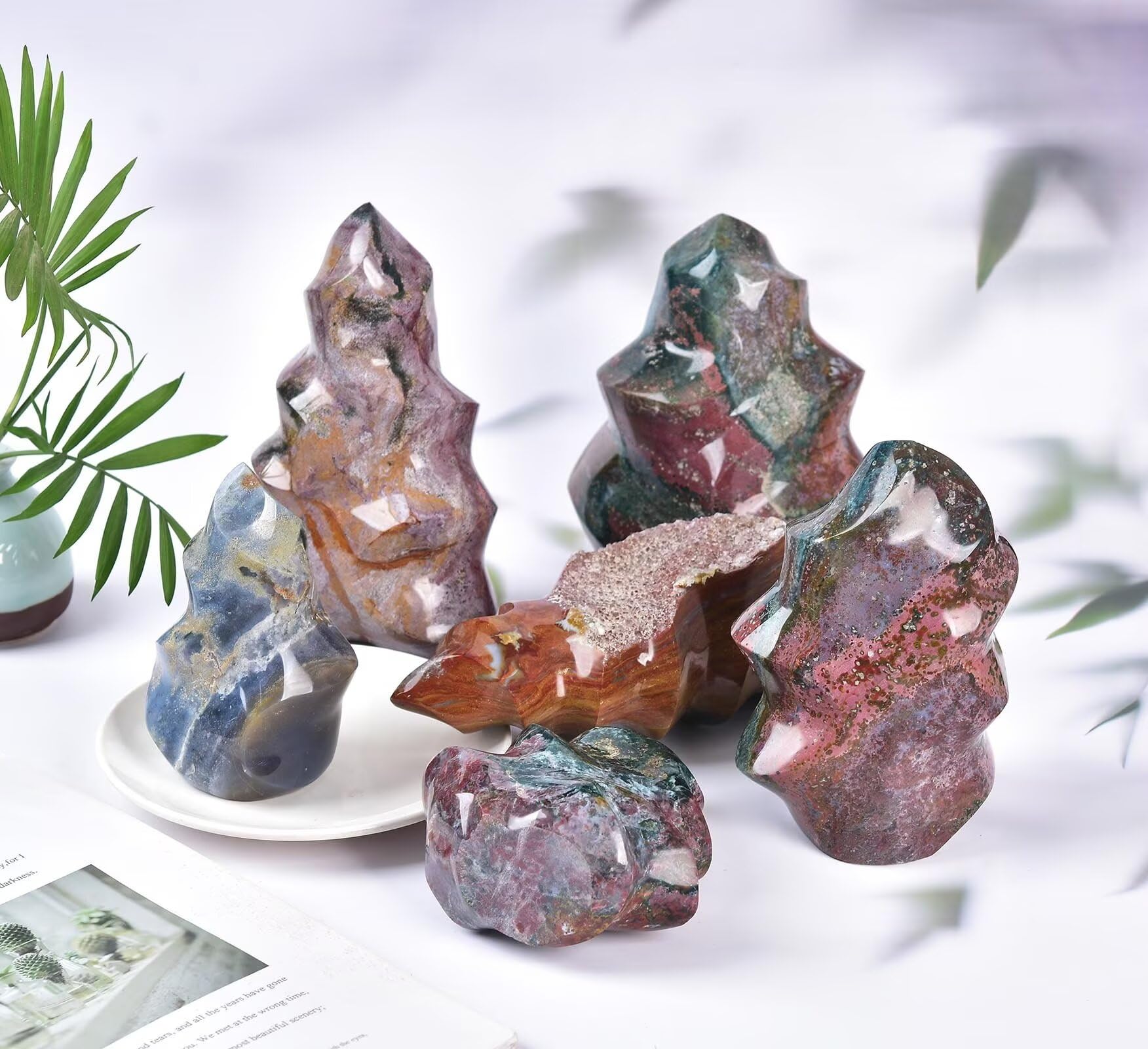 AMOYSTONE Ocean Jasper - Tour déco bureau, ajout coloré et apaisant.