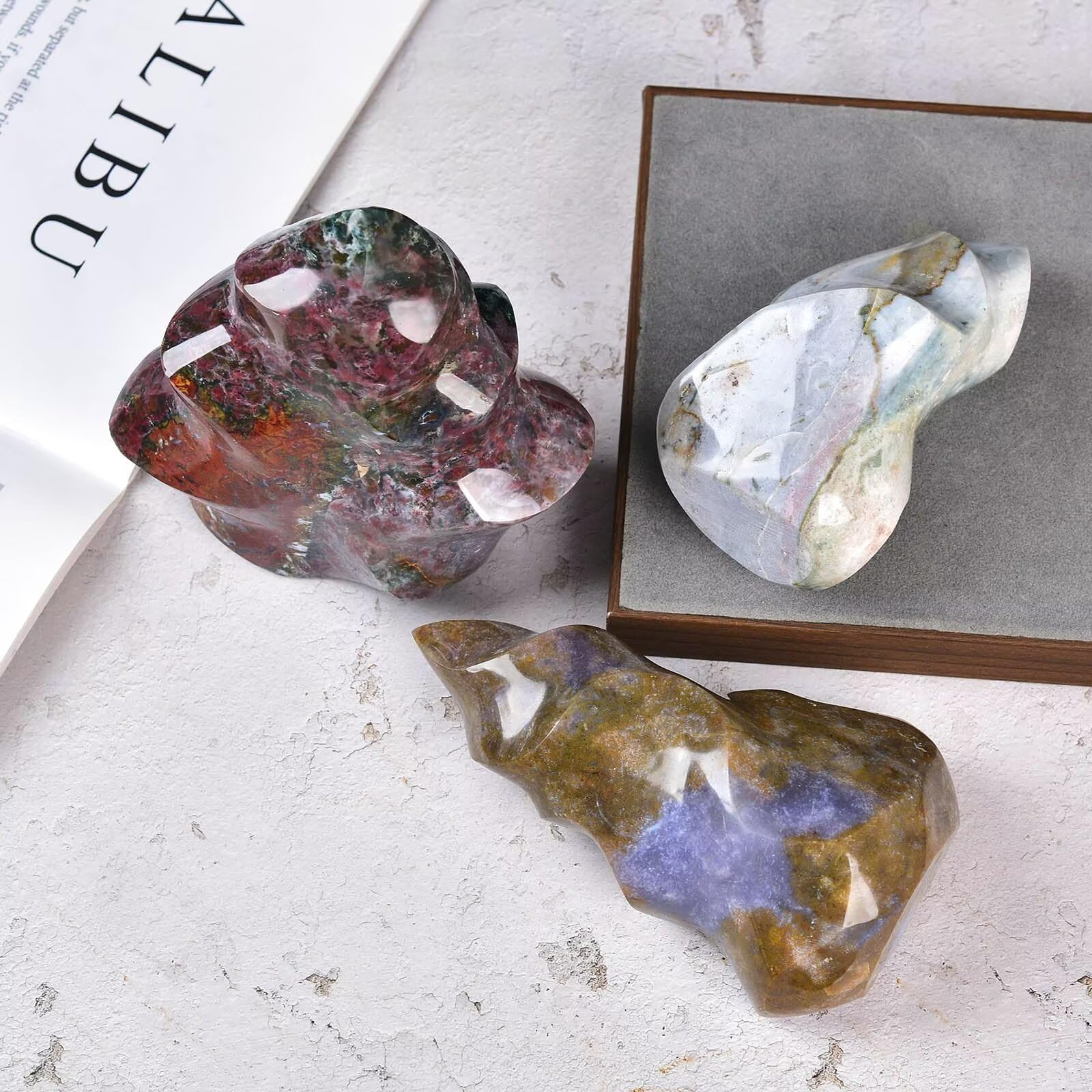 AMOYSTONE Ocean Jasper - Tour zen, parfait pour méditation et concentration.