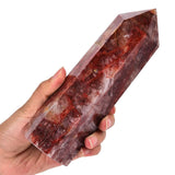 AMOYSTONE pointe quartz hématoïde: énergie focalisée pour méditation et concentration.
