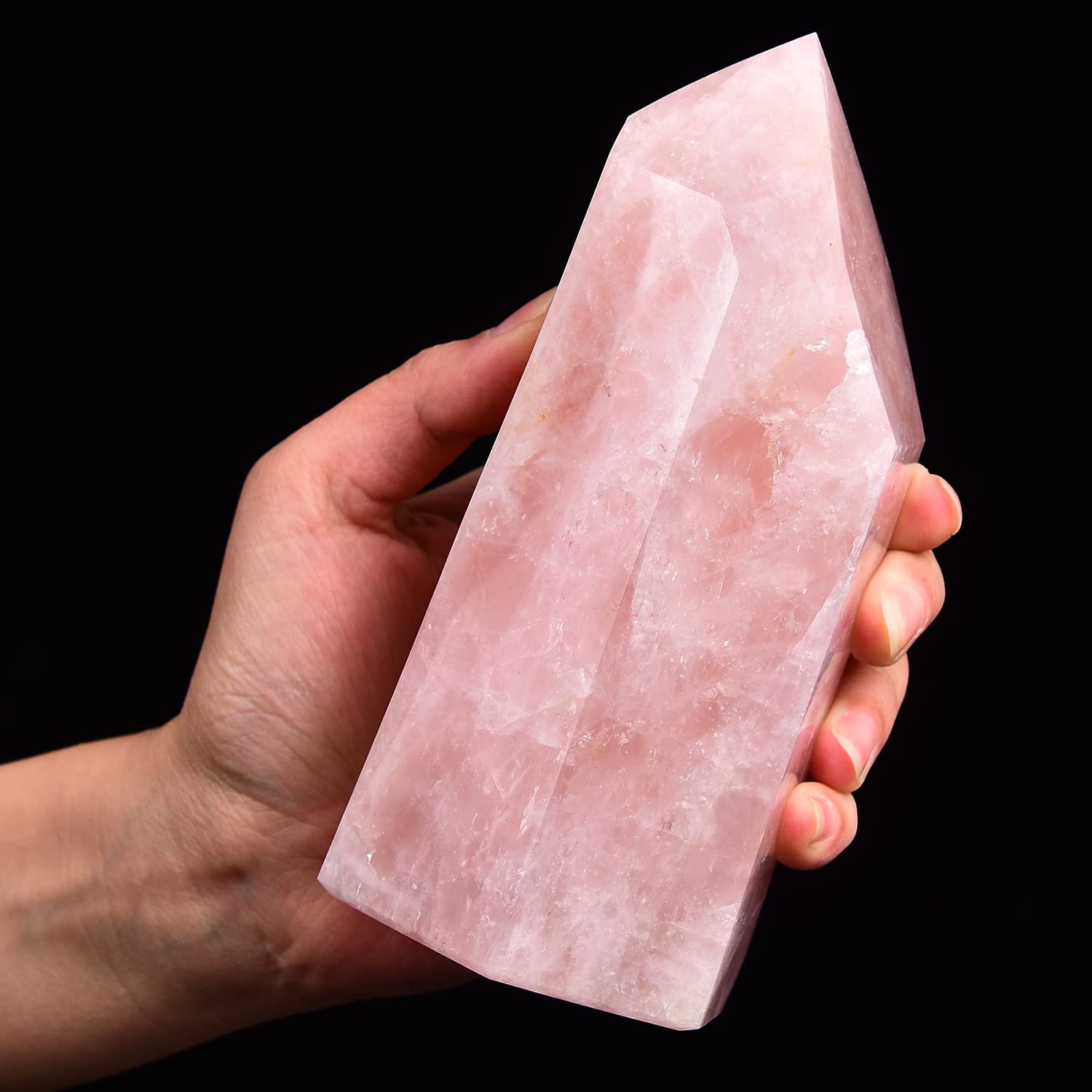 AMOYSTONE pointe quartz rose zen; énergie focalisée pour la relaxation.